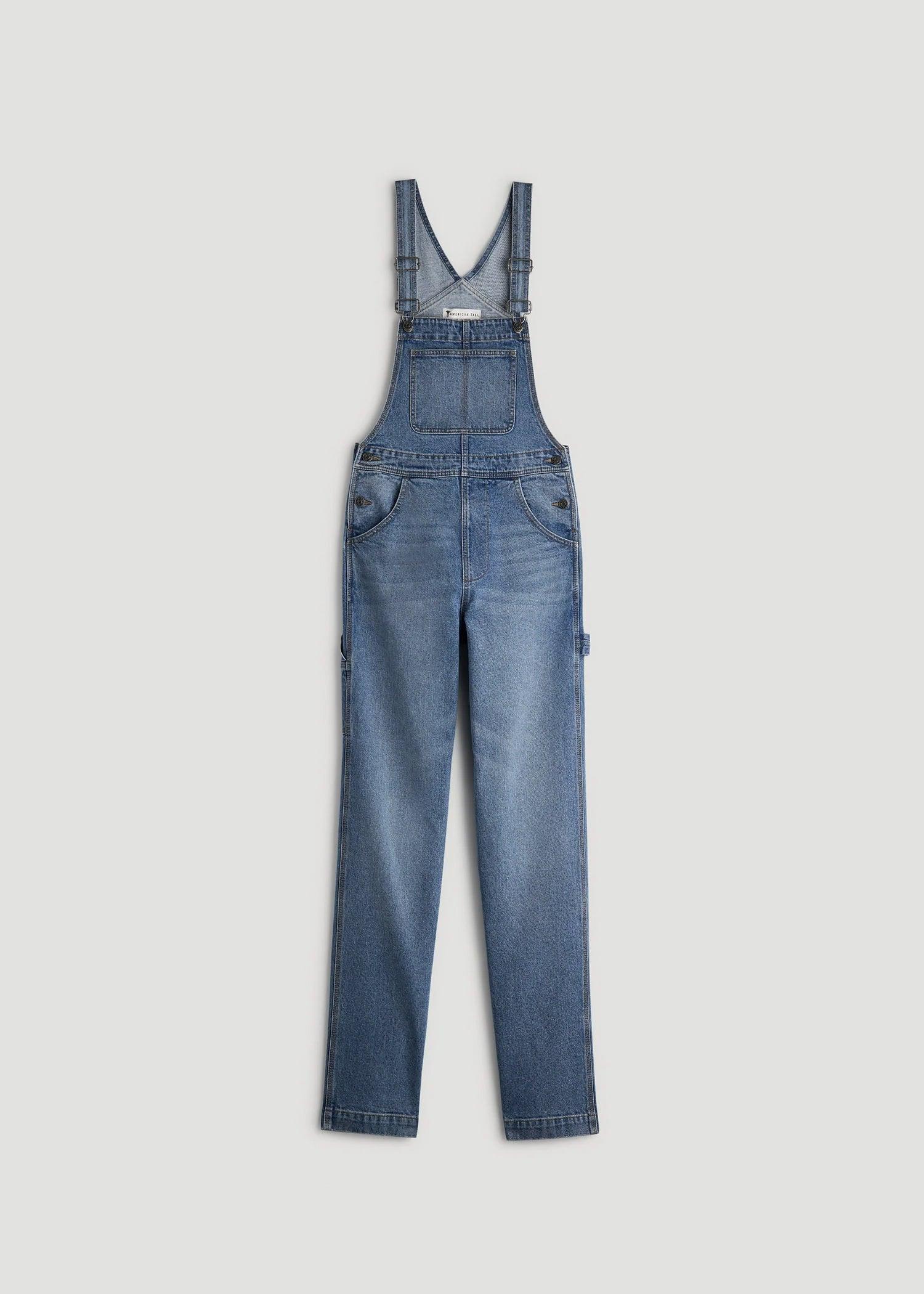 Denim Overalls for Tall Women in Malibu Blue Product Image