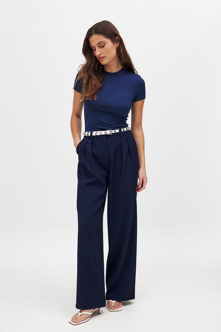 Wide Leg High Waist Suit Pants Product Image