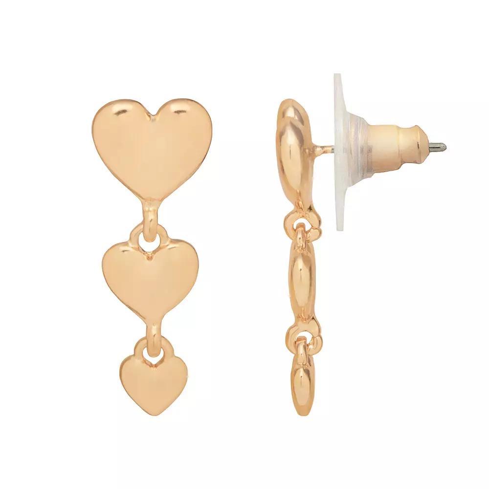 LC Lauren Conrad Heart Linear Drop Earrings, Women's, None Product Image