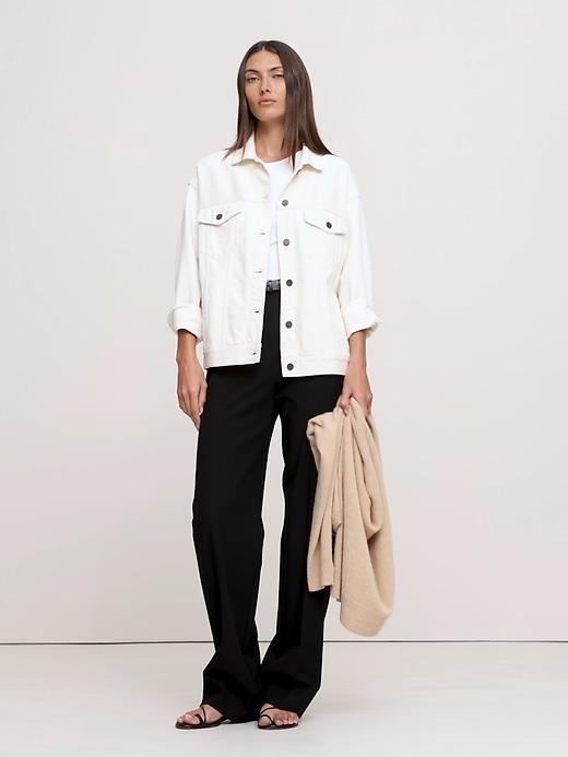 High-Rise Modern Straight Lightweight Wool Flannel Pant Product Image