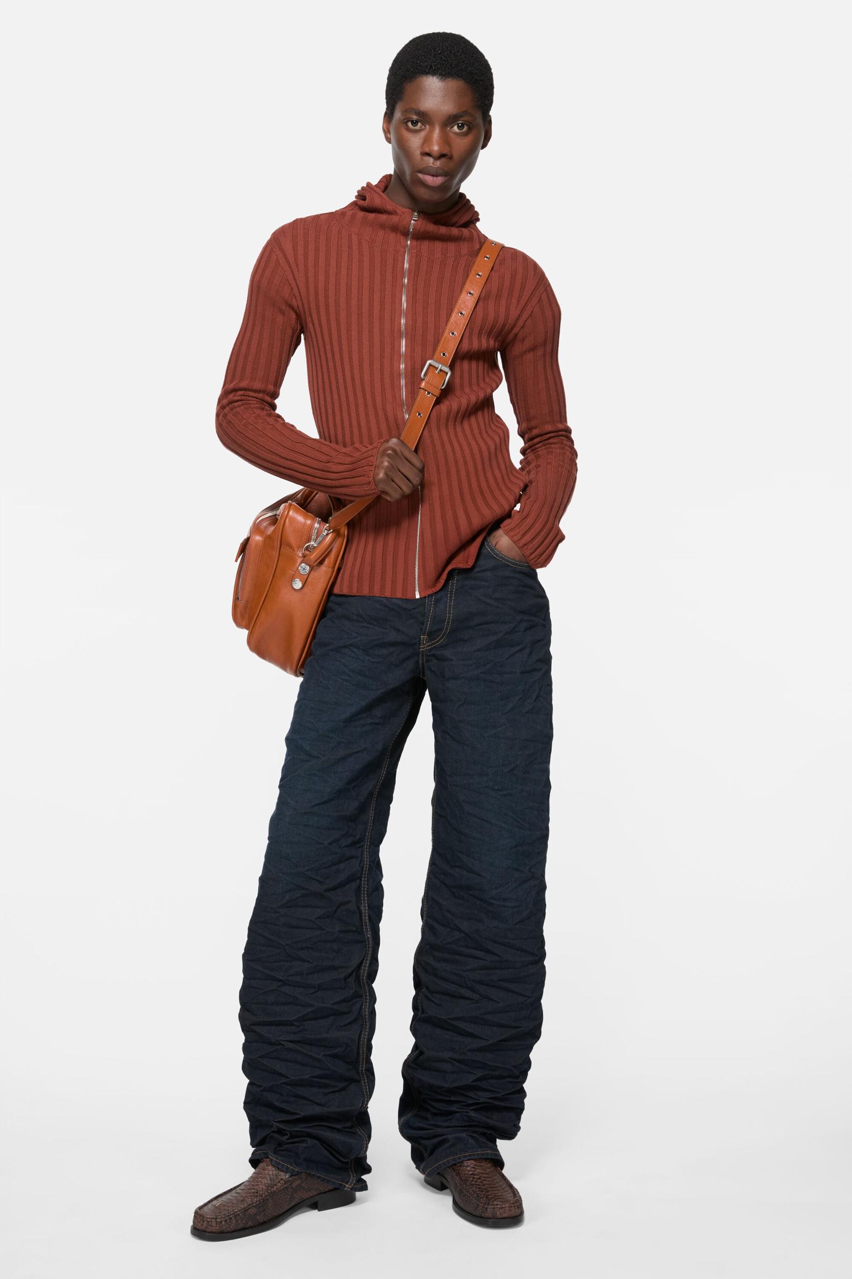 Zip-up hooded cardigan Product Image