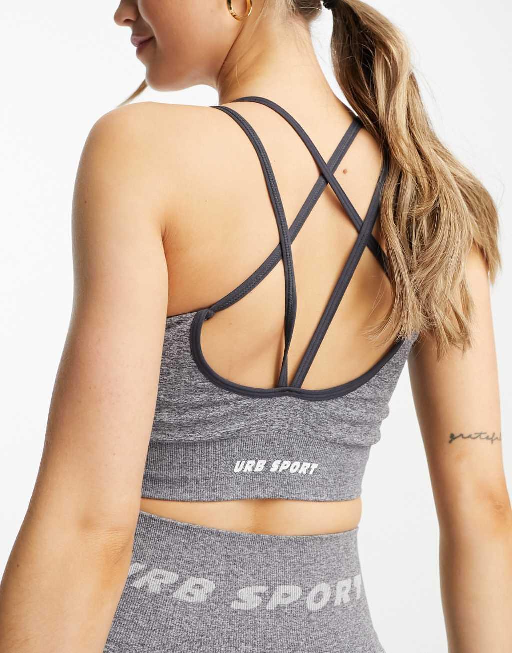Urban Threads seamless sports bralette with strappy back Product Image