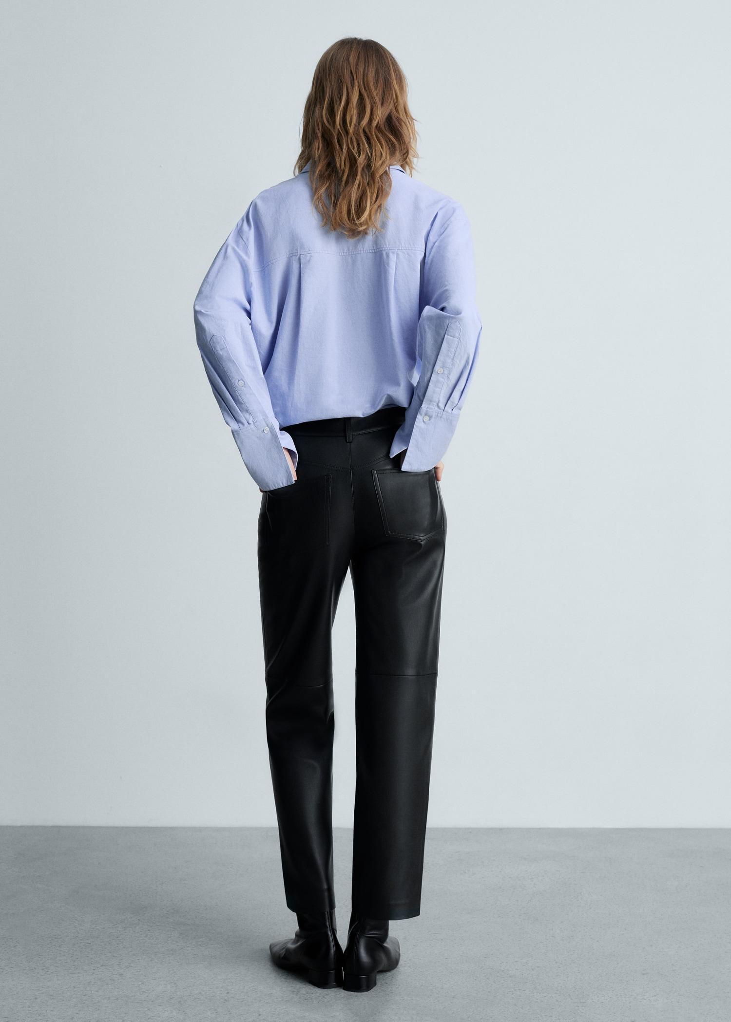 Leather-effect straight pants - Women | MANGO USA Product Image