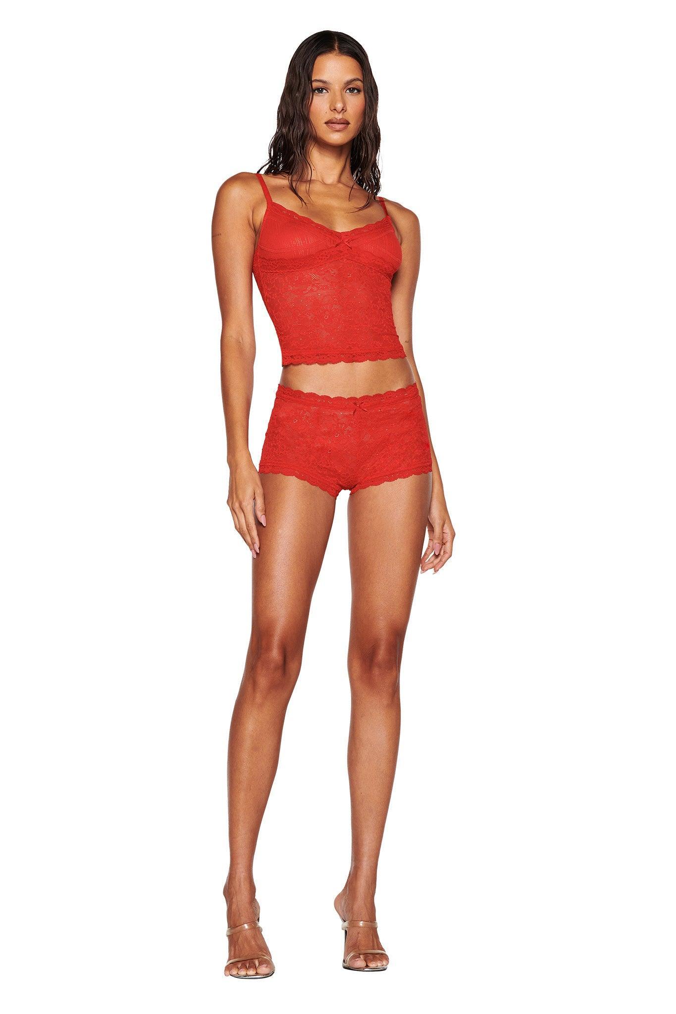 SERINA SHORT - RED : LACE Product Image