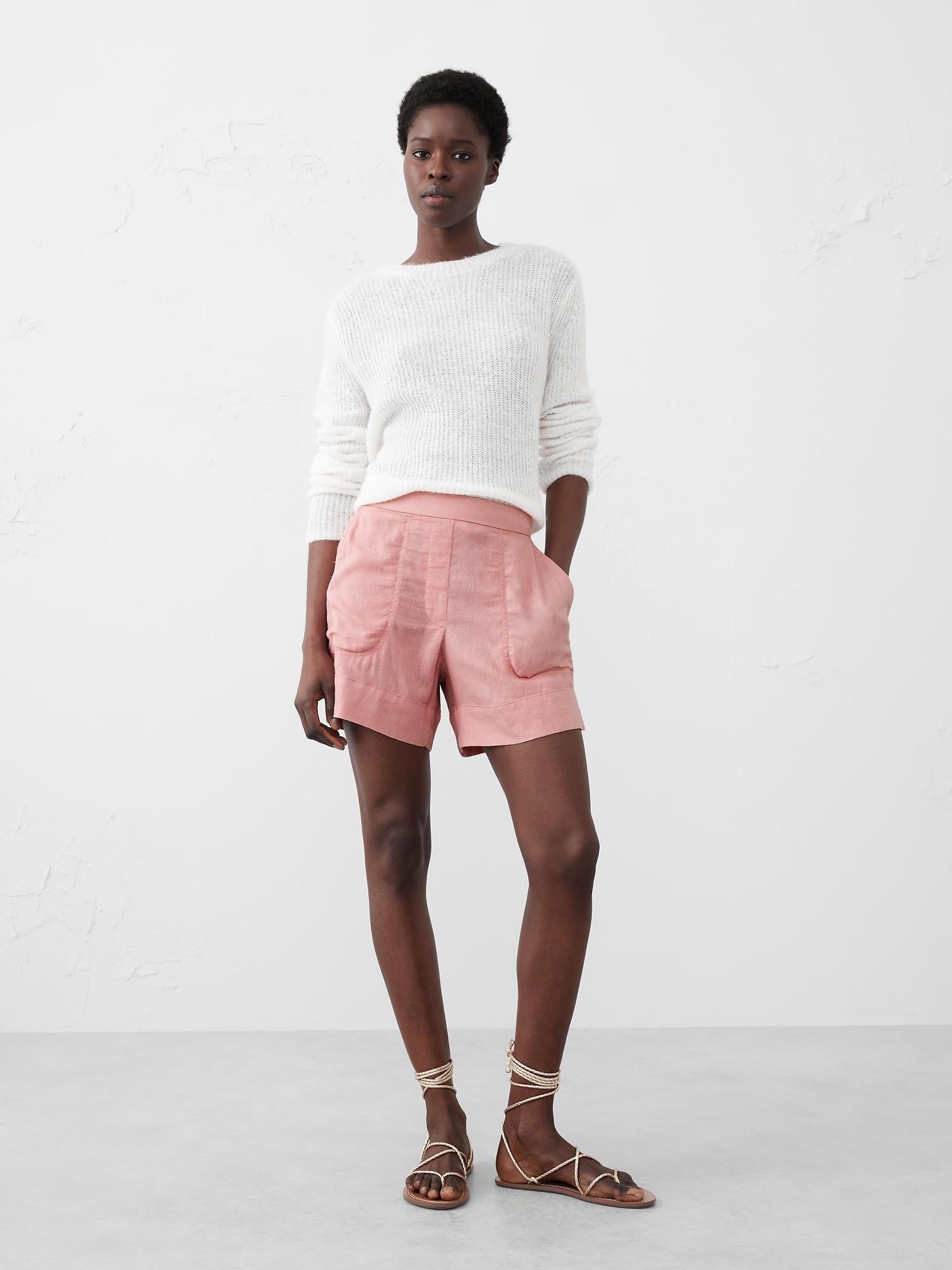 Linen-Blend Pull-On Short Product Image