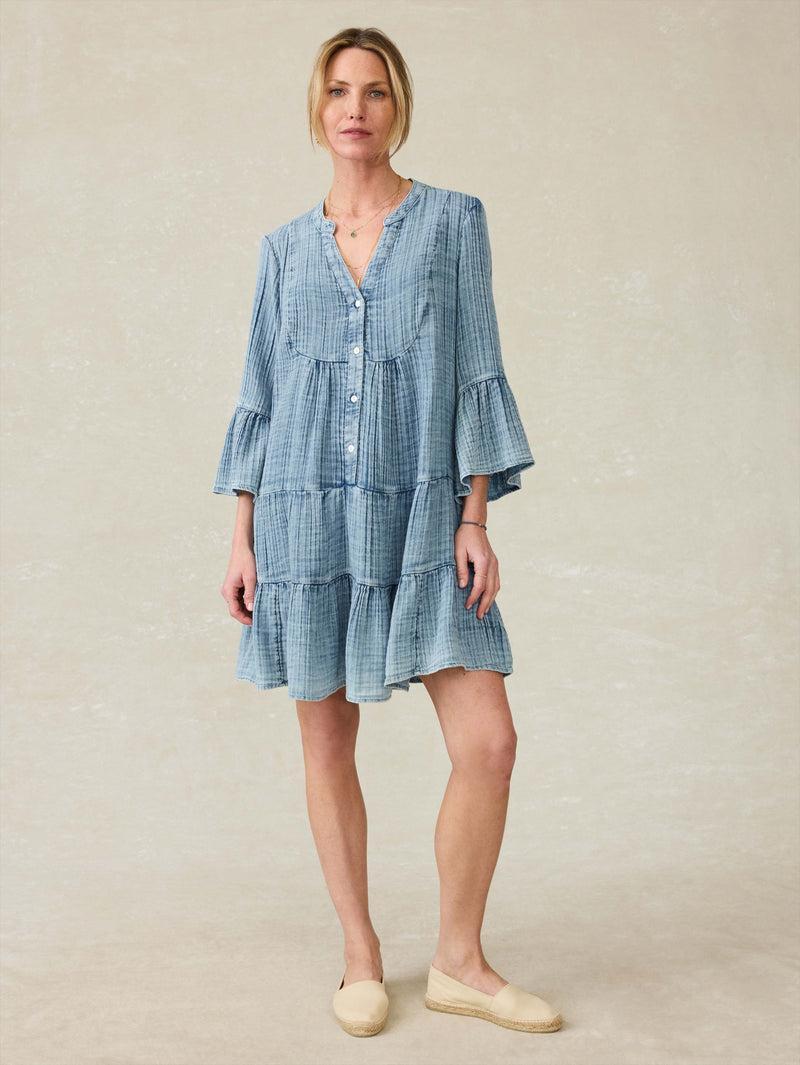 Dune Cotton Gauze Kasey Dress - Light Indigo Wash Product Image