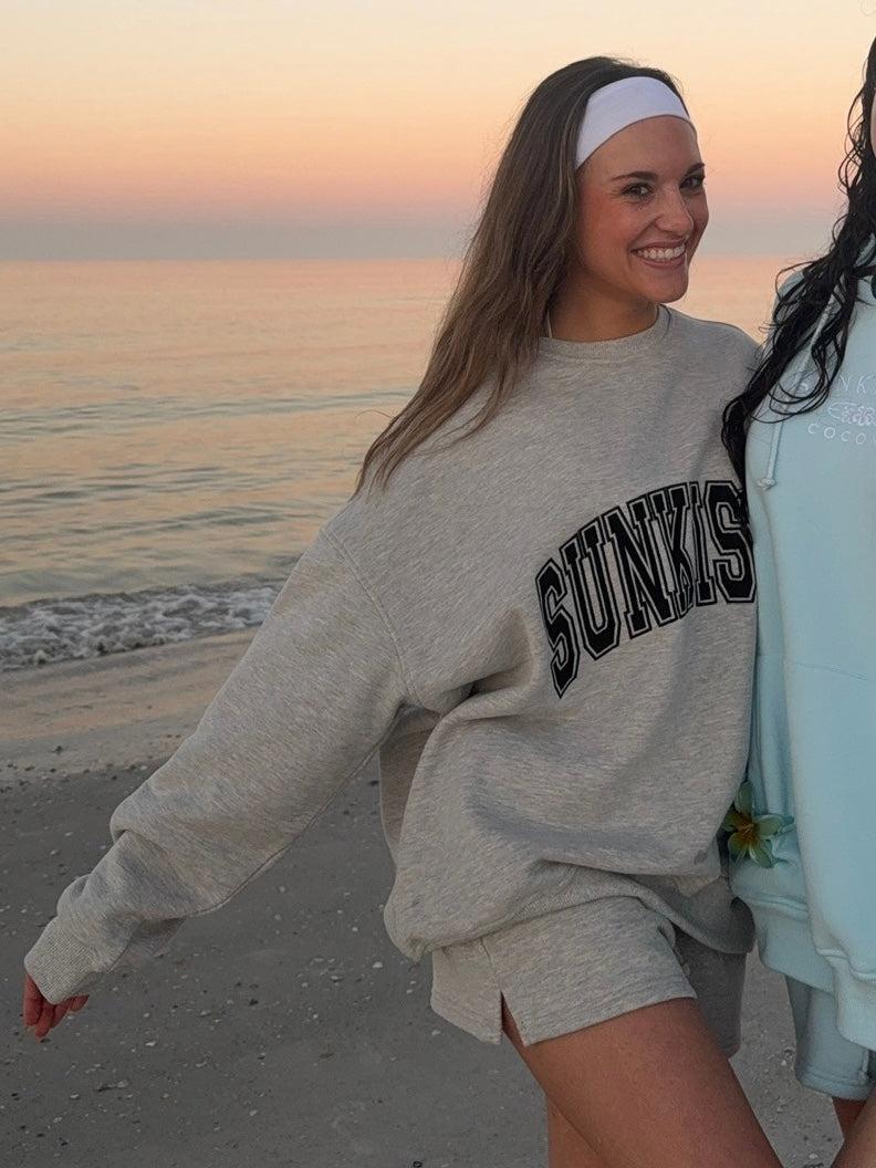 Afternoon Grey Sunkissed Varsity Embroider Sweatshirt Girls Product Image