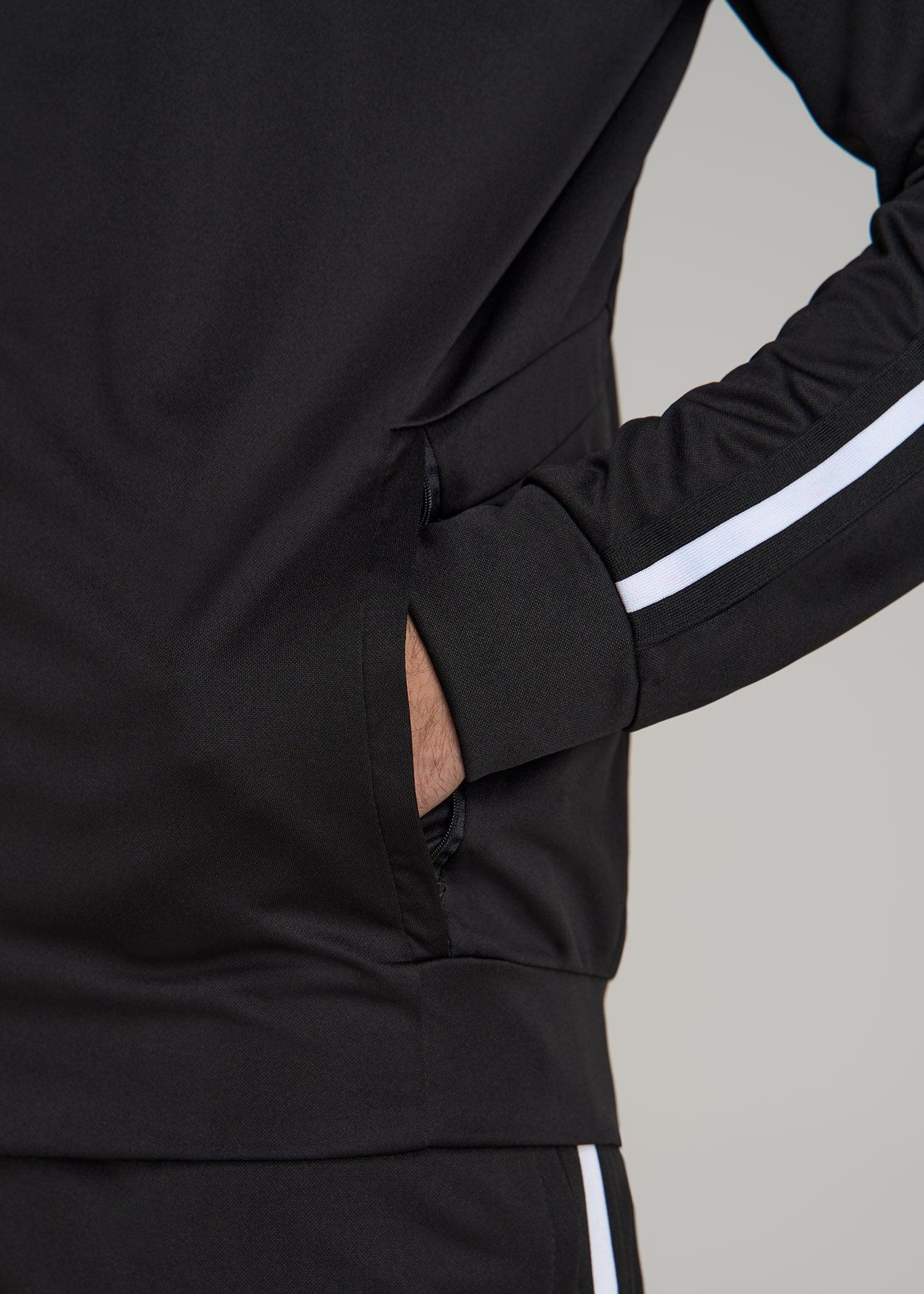 Athletic Stripe Tall Men's Jacket in Black-White Stripe Product Image