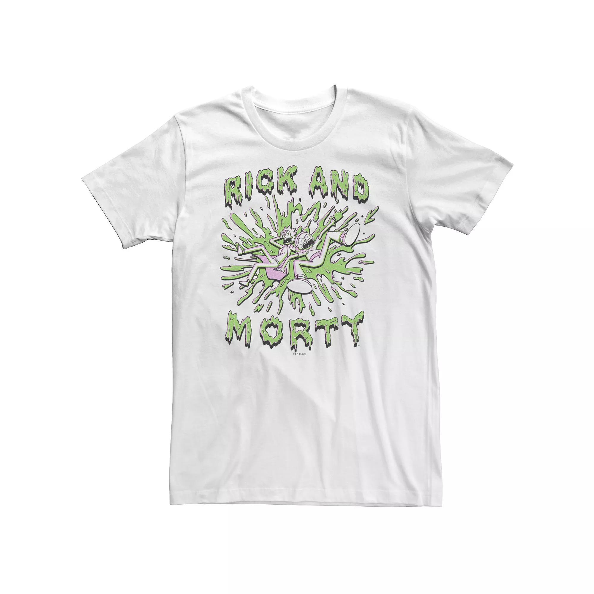 Big & Tall Rick & Morty Slime Splatter Tee, Men's, Size: 3XL Tall, White Product Image