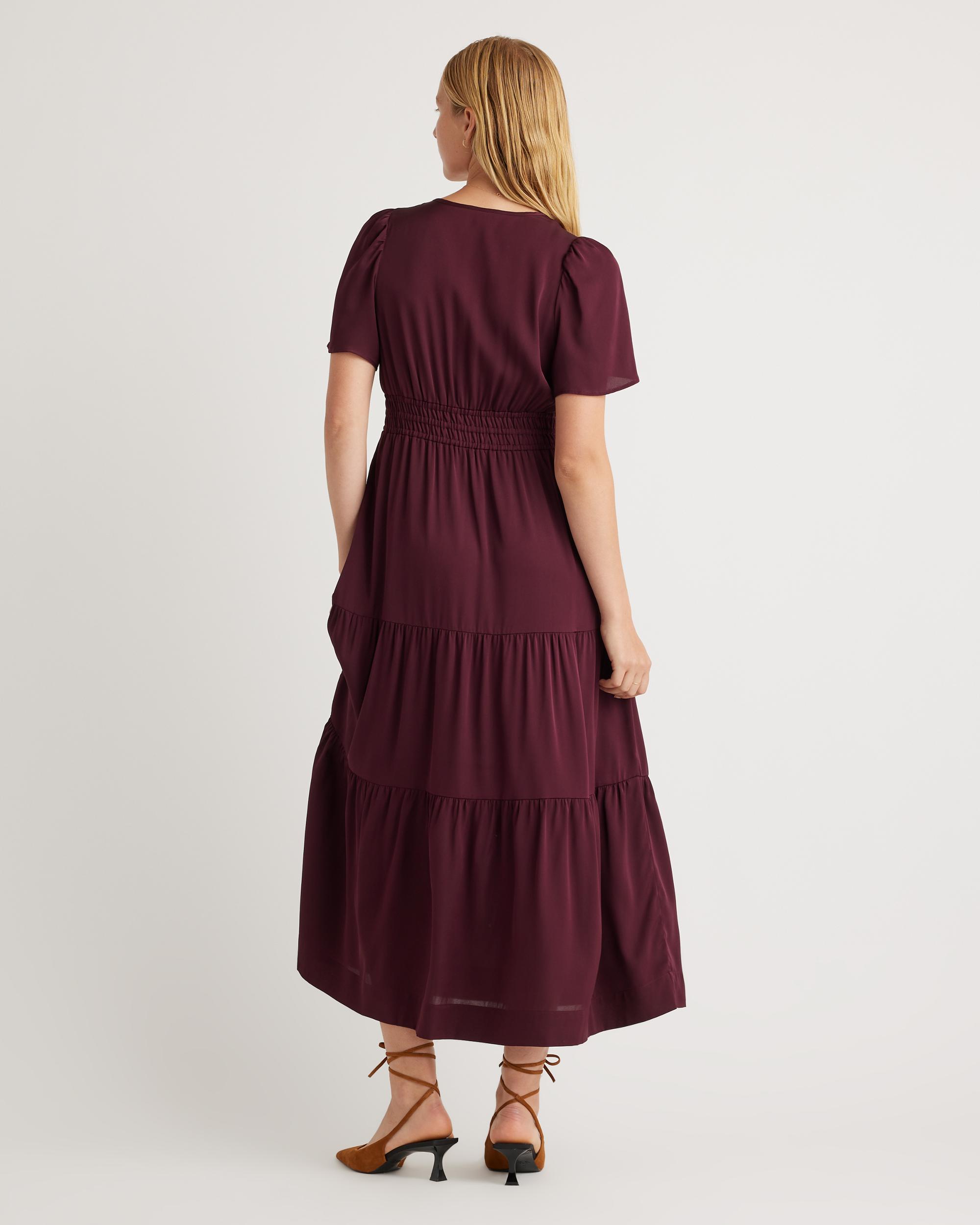 Quince | Women's Washable Stretch Silk Tiered Maxi Dress Product Image