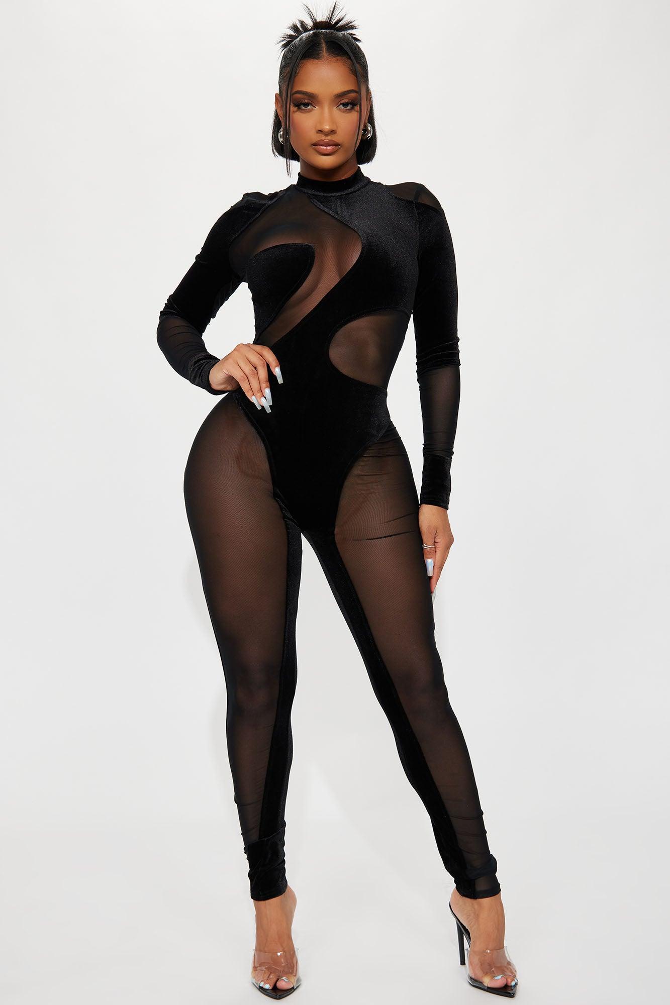 Ever Since Then Velvet Jumpsuit  - Black Product Image