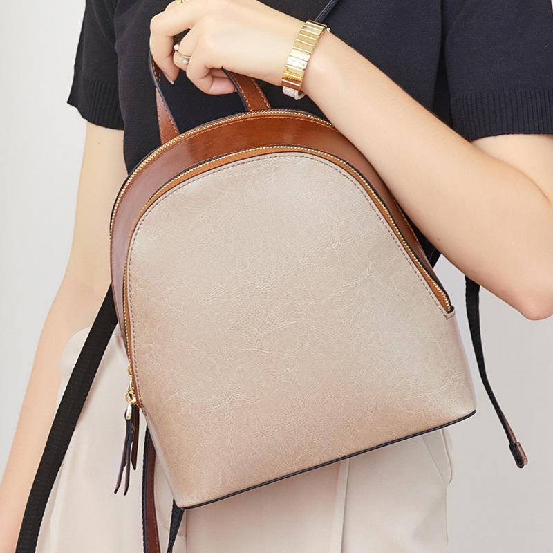 TAMIA Cowhide Leather Backpack ~ Black Product Image