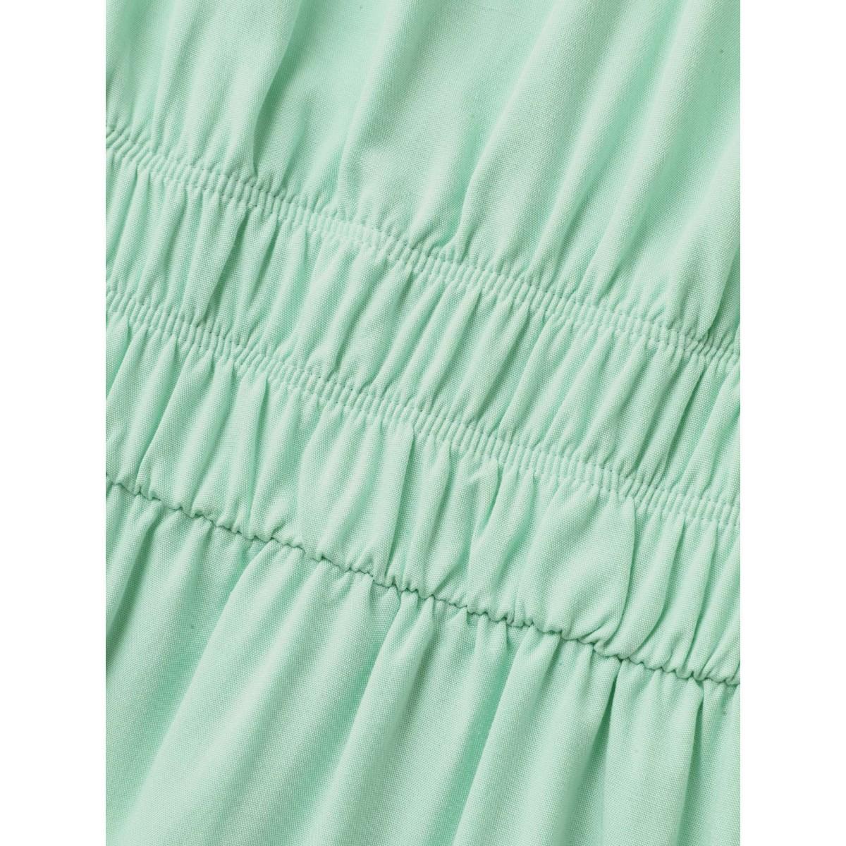 Plus Size Rayon Stretchy Waist Pockets Knee Dress Greenbean Women Square Neck Short sleeve Curvy BloomChic 14-16/1X Product Image