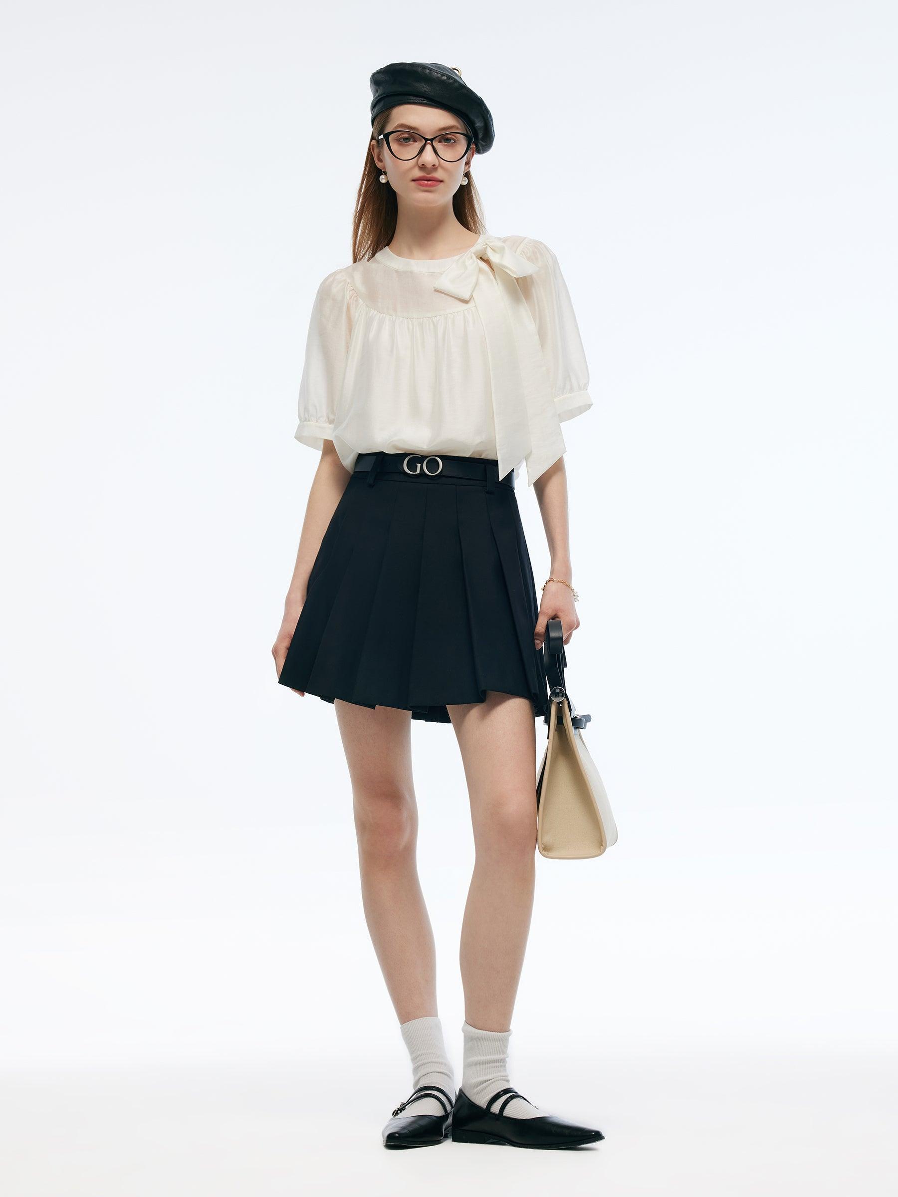Tencel Blend Women Puff-sleeved Blouse Product Image