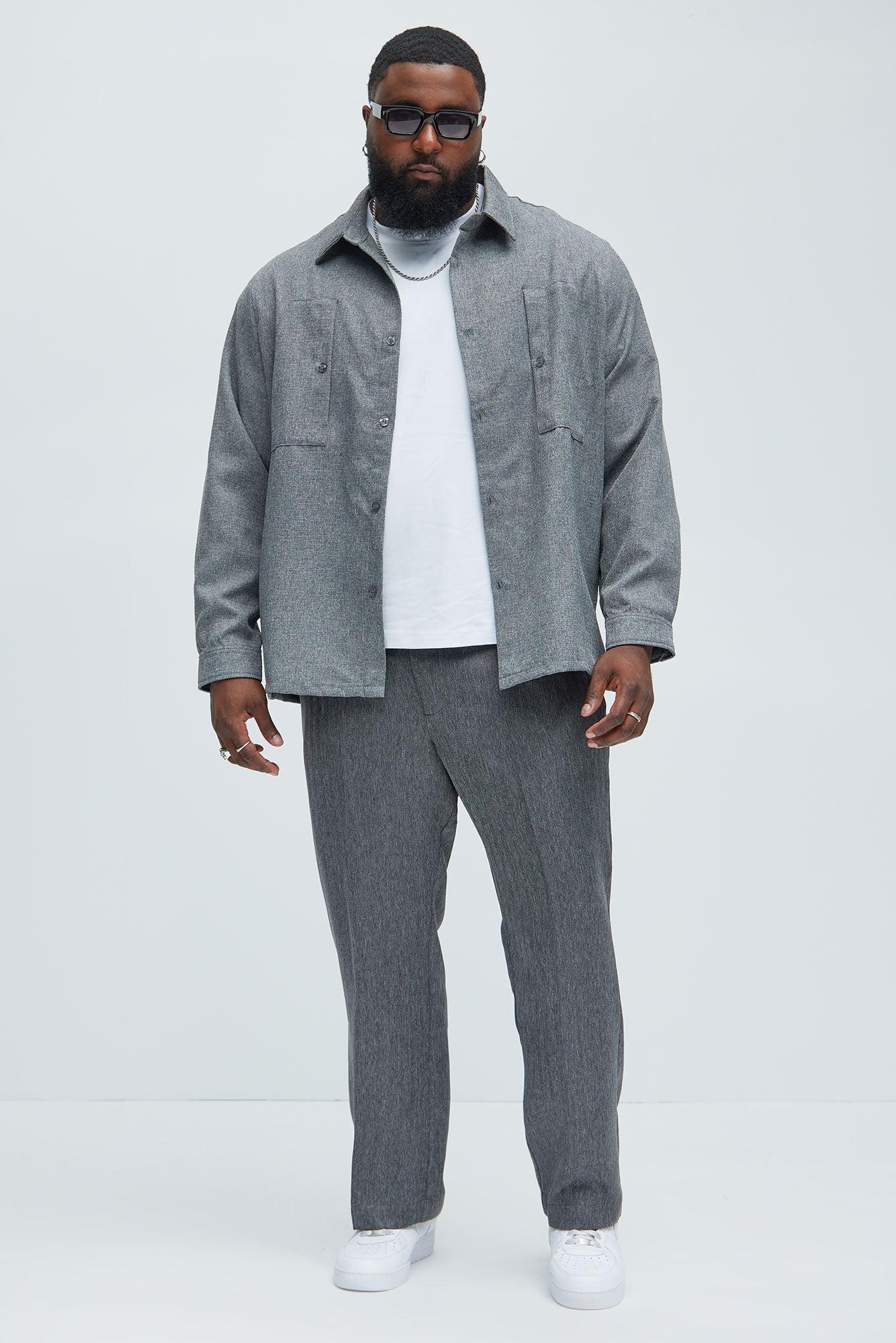 Double Time Pleated Straight Trousers - Grey/combo Product Image