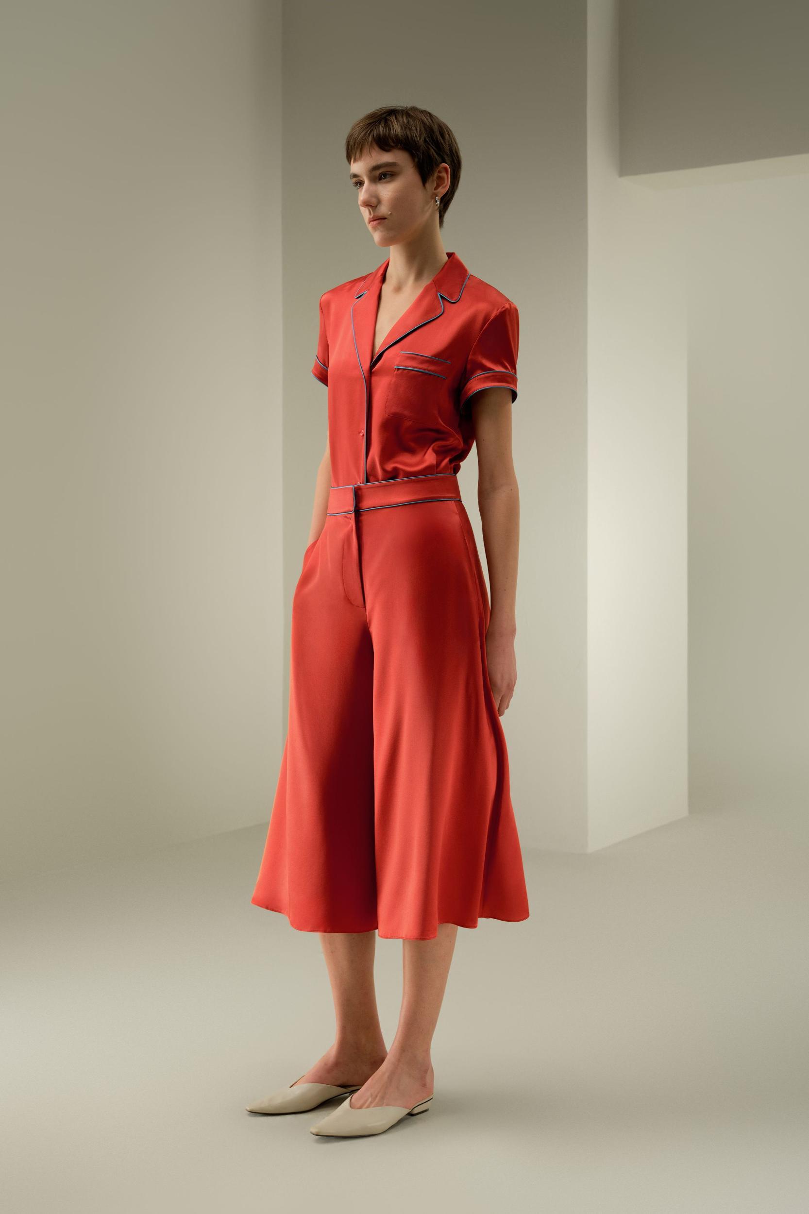 Contrast-Trimmed Silk Culottes Product Image