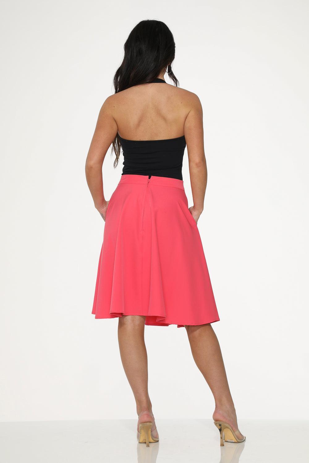 Hot Pink Black Embroidered Poodle Swing Skirt Product Image