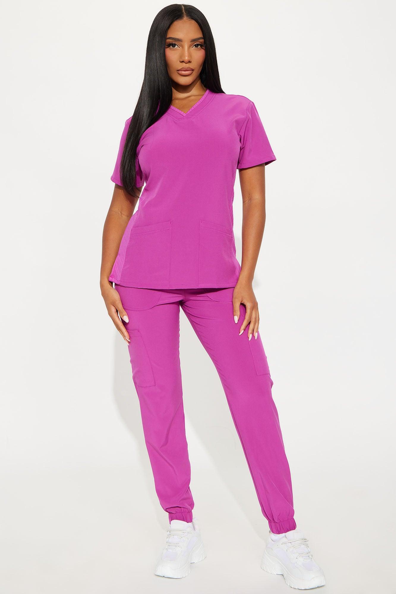 Wellness 4 Way Stretch Uniform Scrub Jogger Set - Magenta Product Image