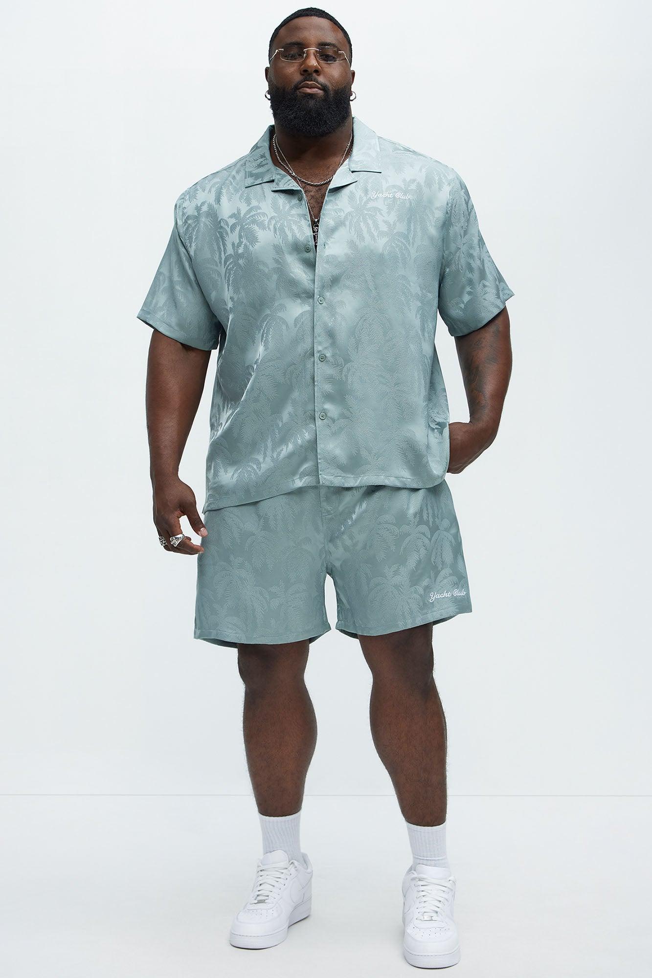 Palm Trees Jacquard Relaxed Shorts - Green Product Image