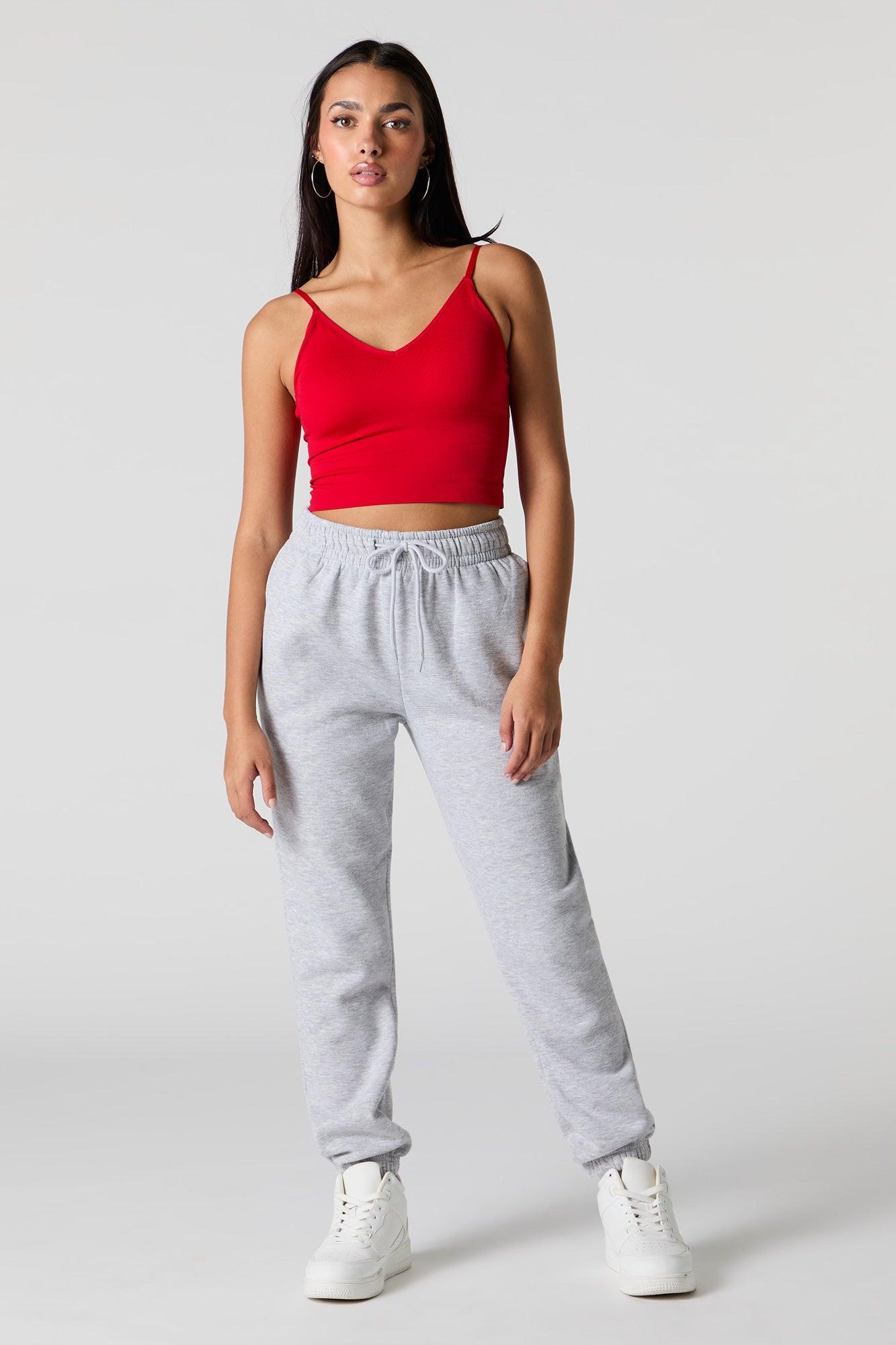 High Rise Solid Fleece Jogger Female Product Image