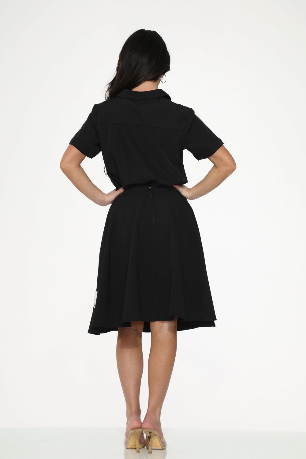 Black Embroidered Poodle Skirt Product Image