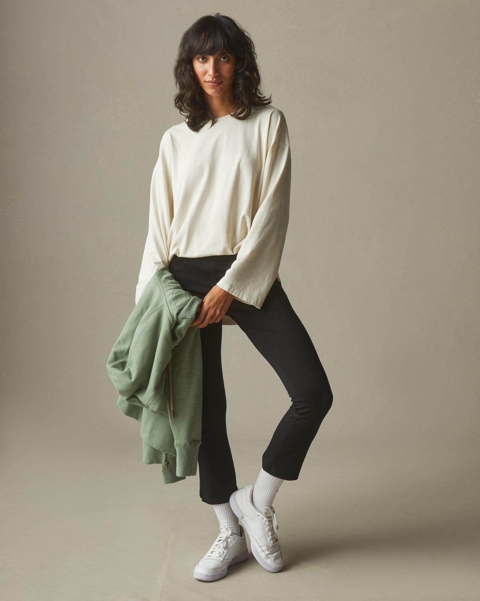 Relaxed Cotton Long Sleeve Tee - Turtledove Female Product Image