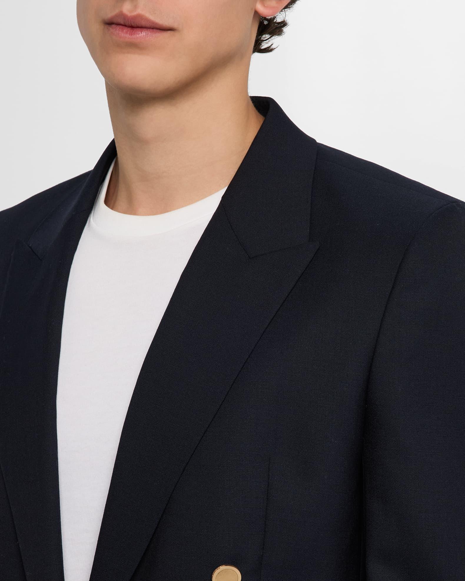 Men's Double-Breasted Wool Blazer Jacket Product Image