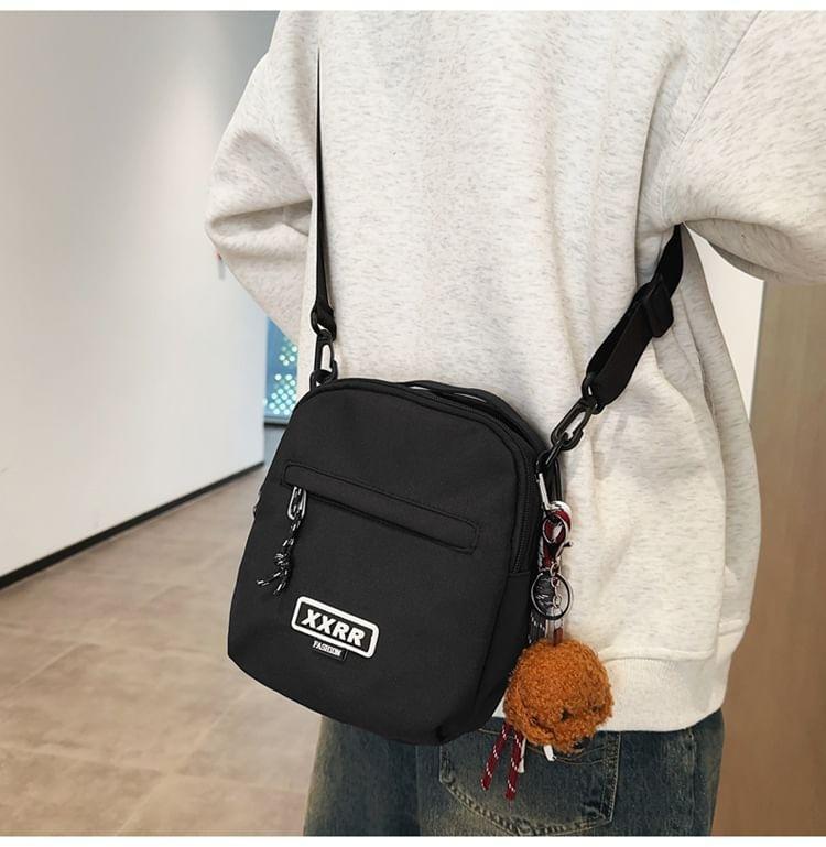 Lettering Multi-Pocket Crossbody Bag / Bag Charm / Set Product Image