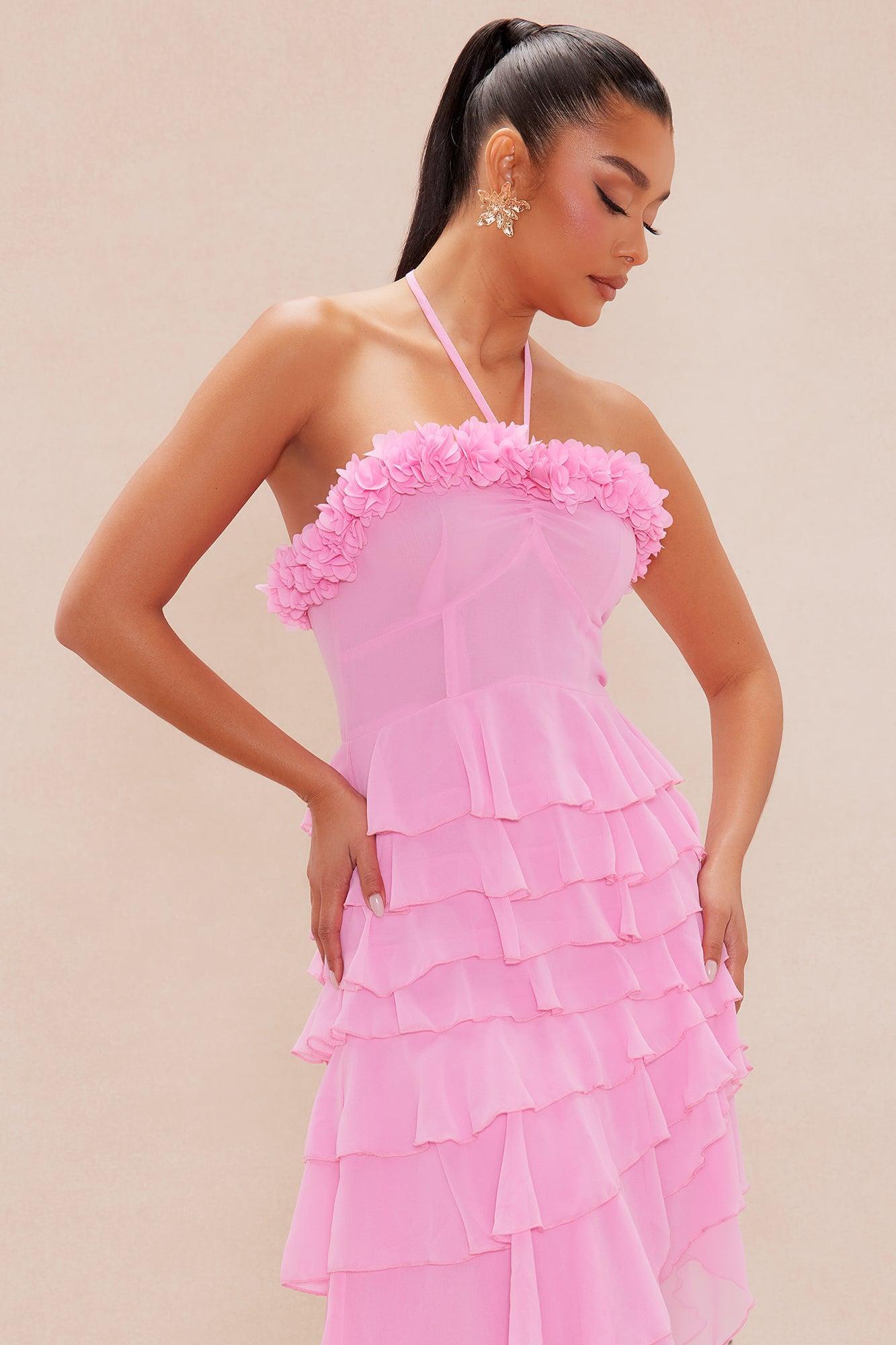 Jasmine Chiffon Midi Dress - Pink Product Image
