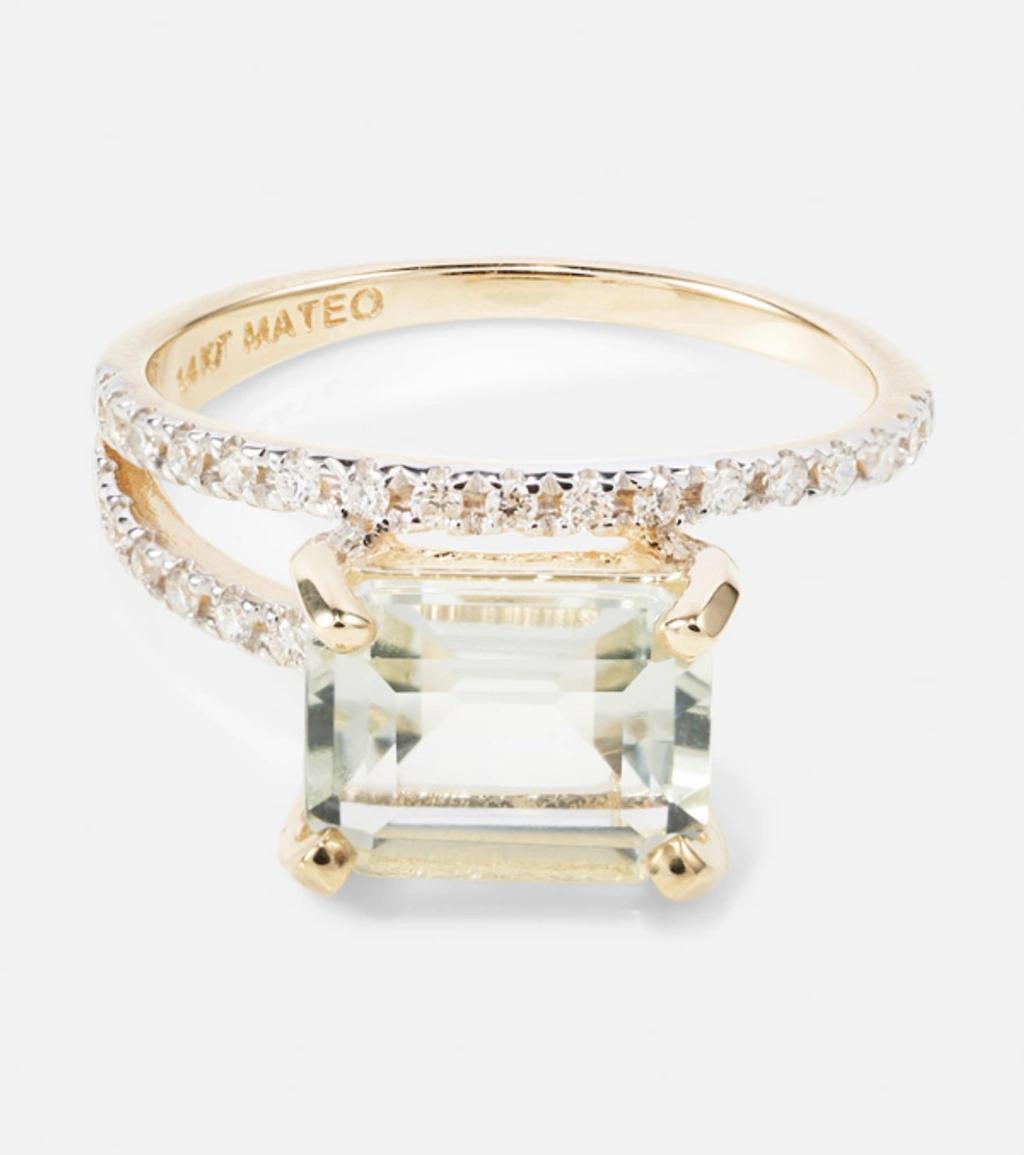 MATEO Point Of Focus 14kt Gold Ring With Diamonds And Amethyst Product Image