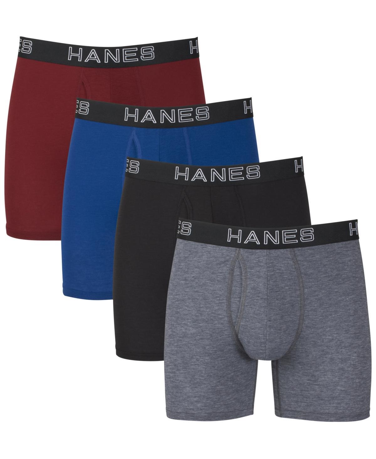 Hanes Ultimate 4-Pack Men's Comfort Flex Fit Total Support Pouch Boxer Briefs, Size: Large, Black Gray Product Image