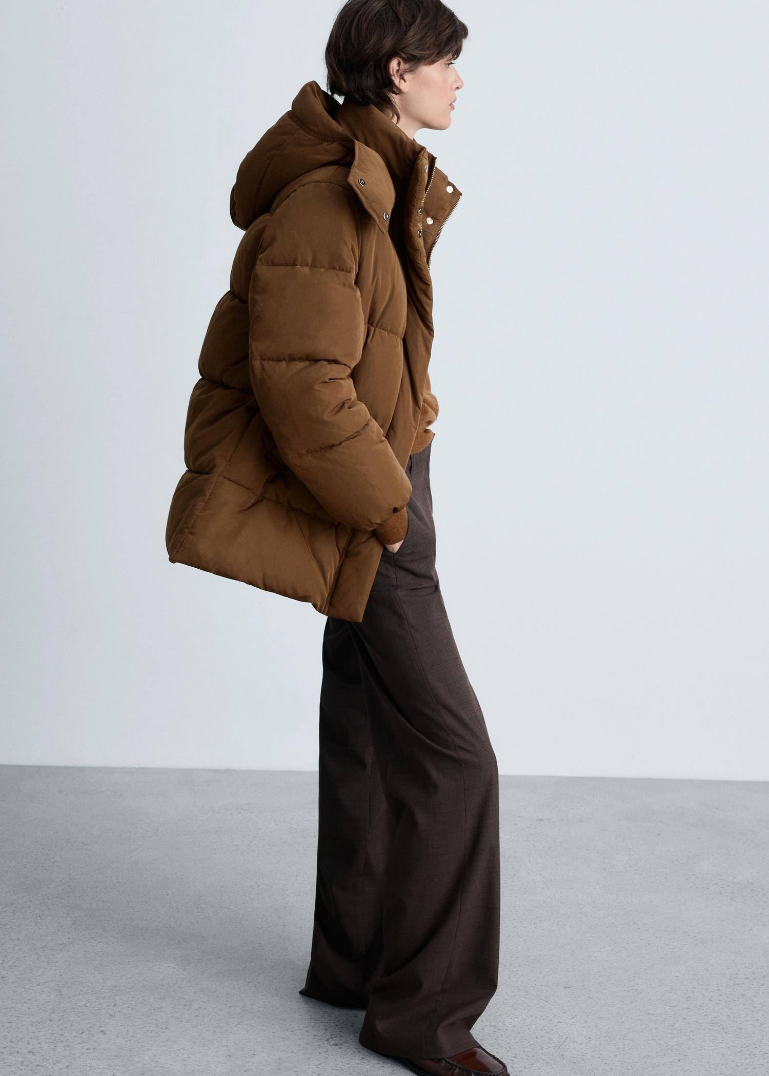 Quilted midi anorak with hood - Women | MANGO USA Product Image
