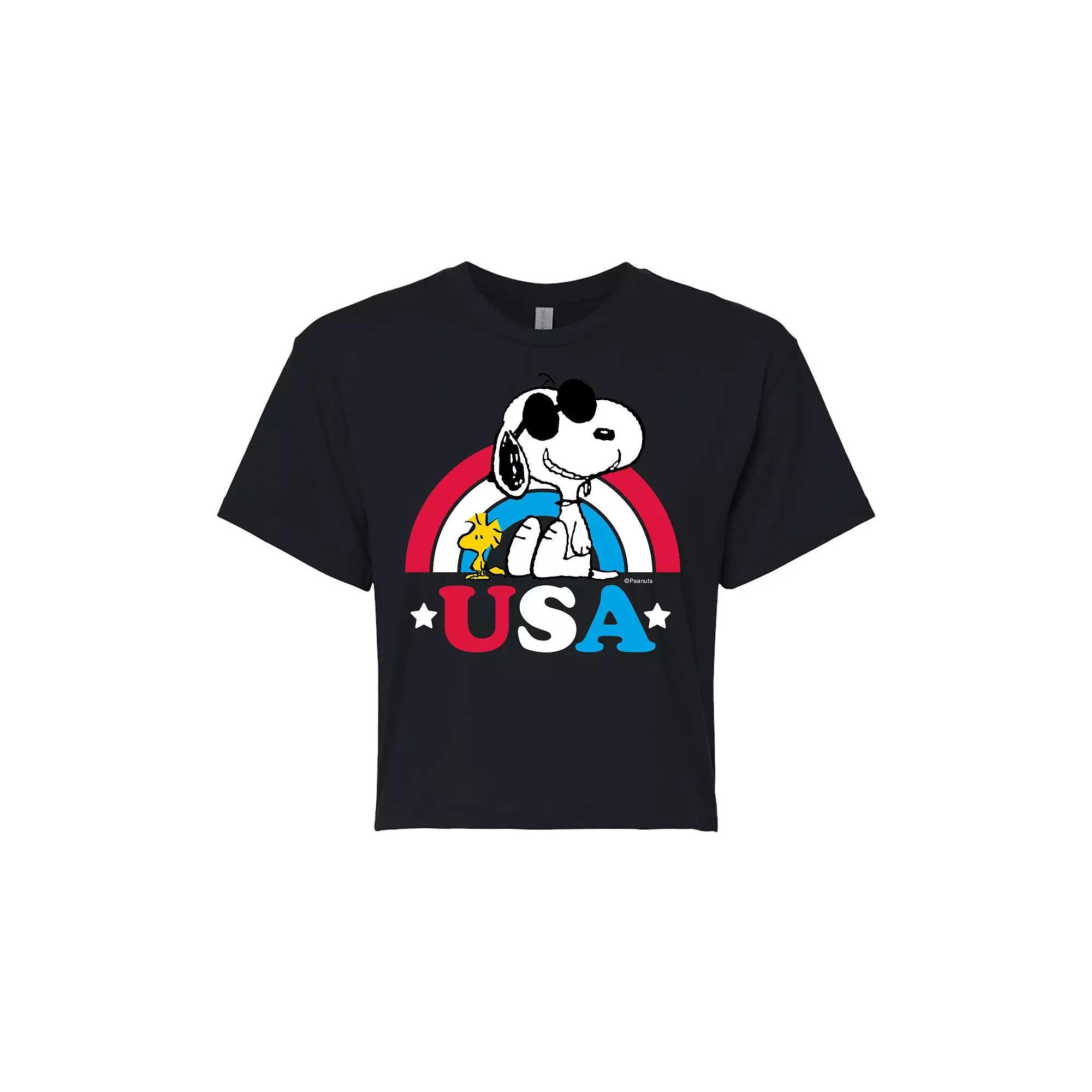 Juniors Peanuts USA Rainbow Cropped Tee, Girls Product Image