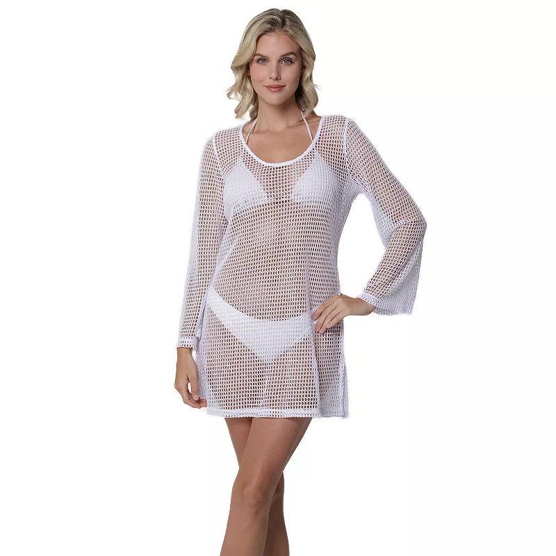 Womens Portocruz Bell Sleeve Crochet Swim Cover-Up Tunic Product Image