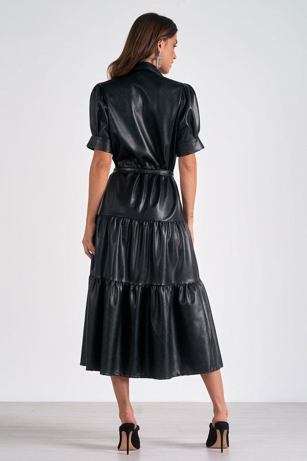 Faux Leather Midi Dress Product Image