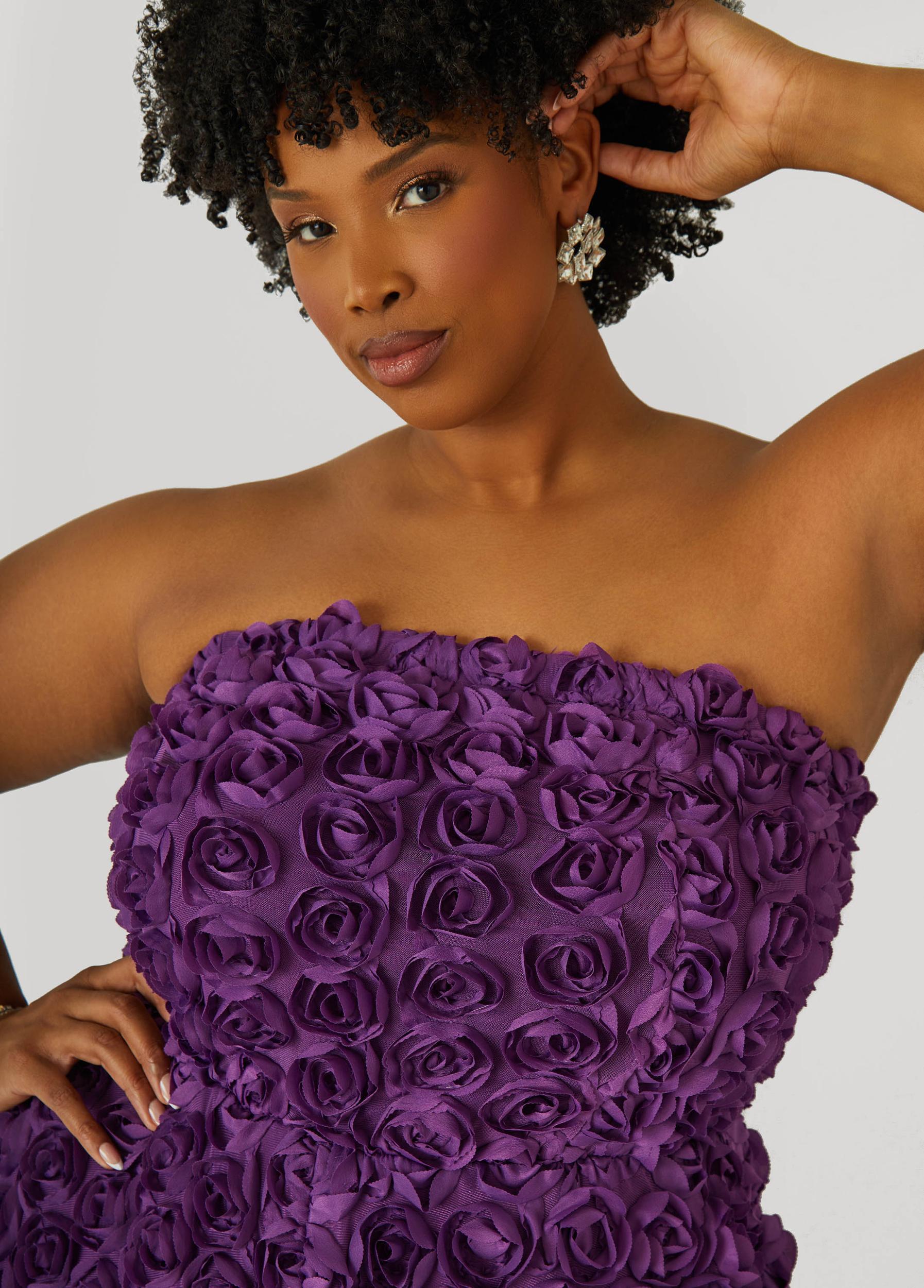 Strapless Rosette A Line Dress Product Image