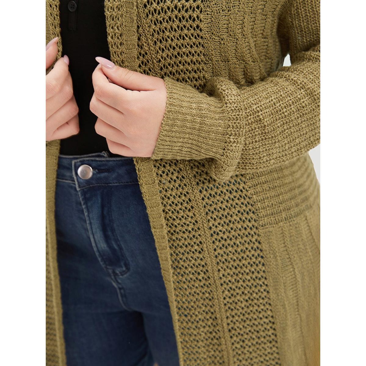 Plus Size Lapel Collar Open Front Tunic Drape Cardigan Bronze Women Casual Loose Long Sleeve Dailywear Cardigans BloomChic 18-20/2X Product Image