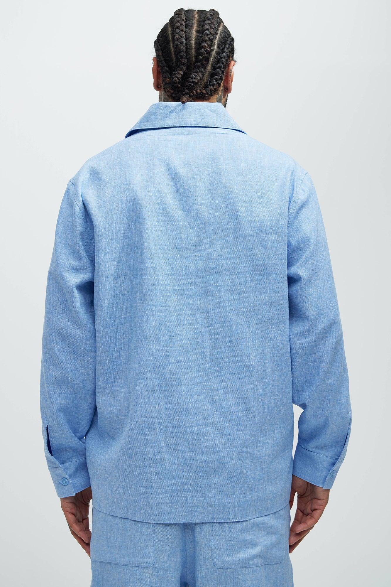 Bahamas Linen Chore Jacket - Ice Blue Product Image