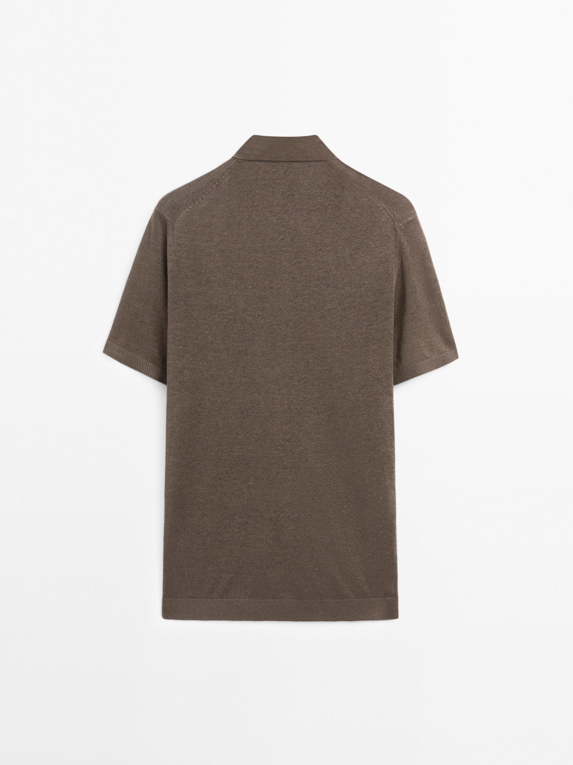 Short sleeve linen polo sweater Product Image