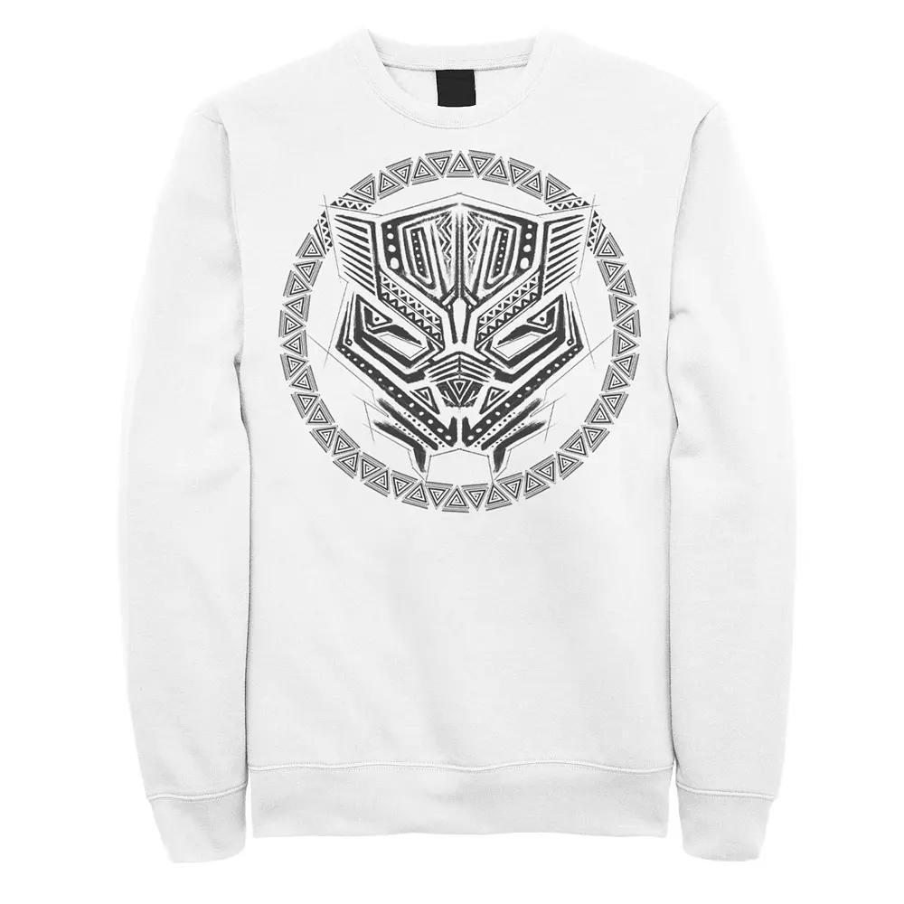 Men's Marvel Black Panther Geometric Circle Logo Graphic Fleece Pullover, Size: XL, White Product Image