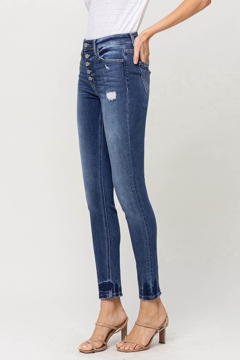 BUTTON UP FLY ANKLE SKINNY JEANS Product Image