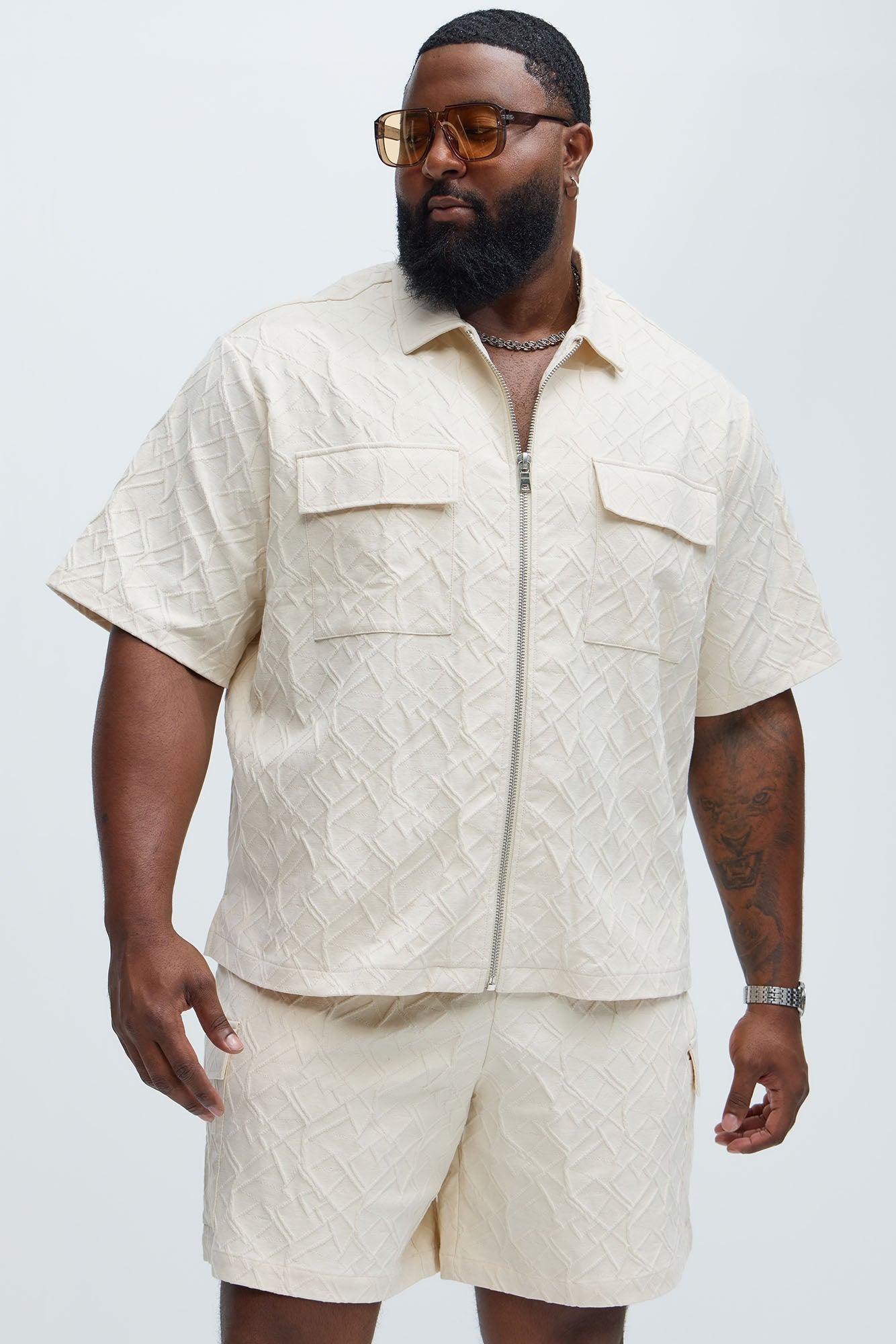 Gerrish Textured Boxy Shirt - Cream Product Image