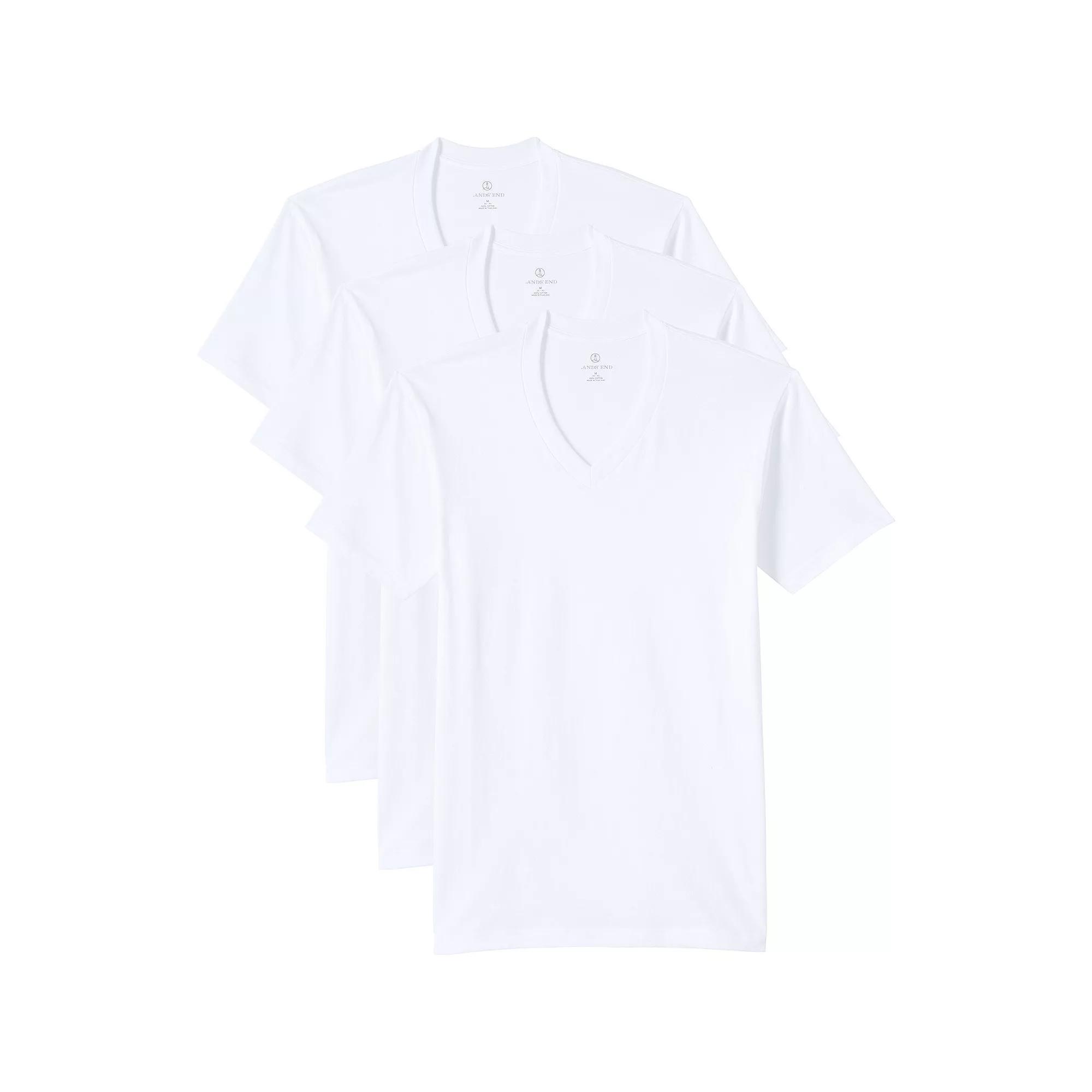 Mens Lands End 3-Pack V-Neck Undershirts Product Image
