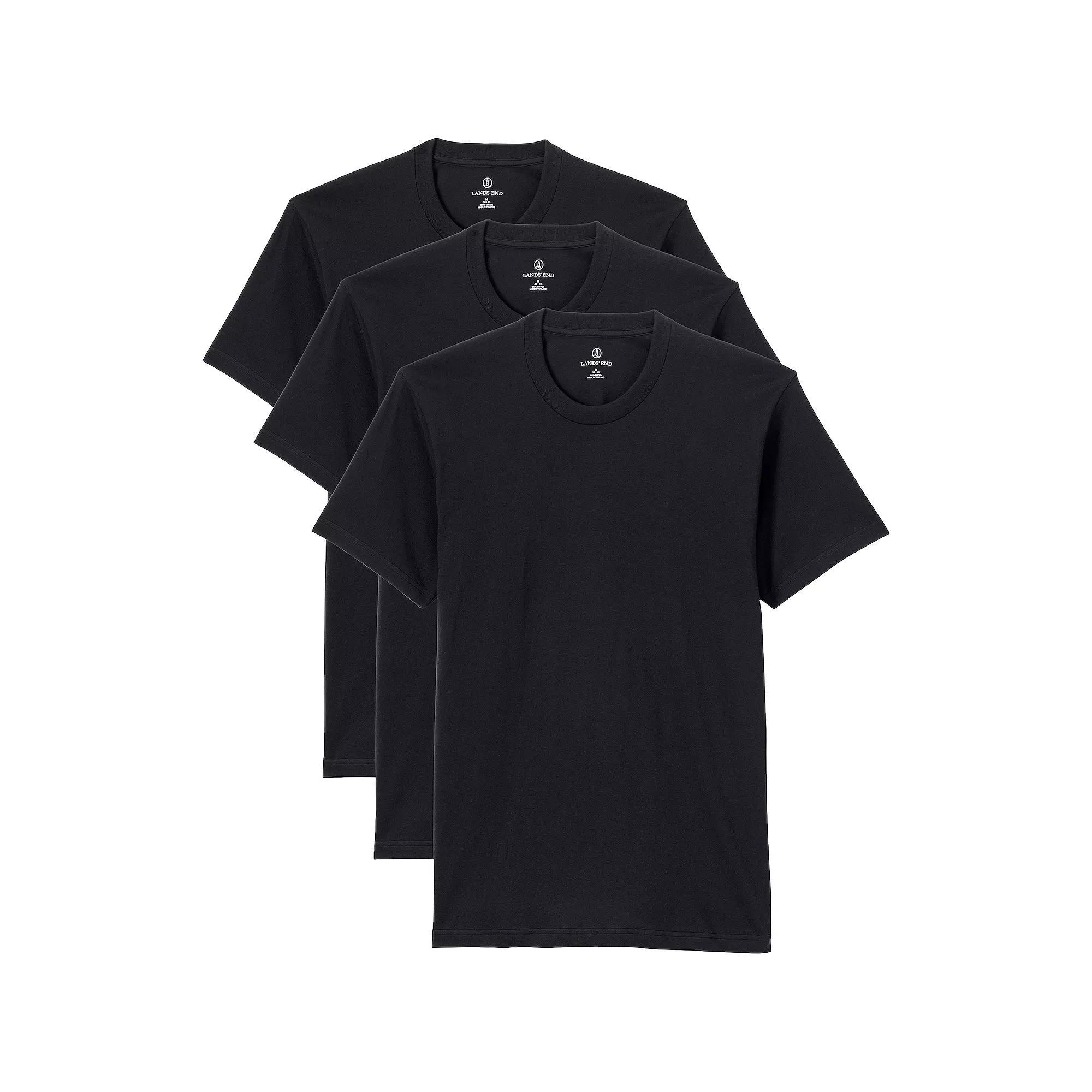 Big & Tall Lands End Crewneck 3-Pack Undershirt Tees, Mens Product Image