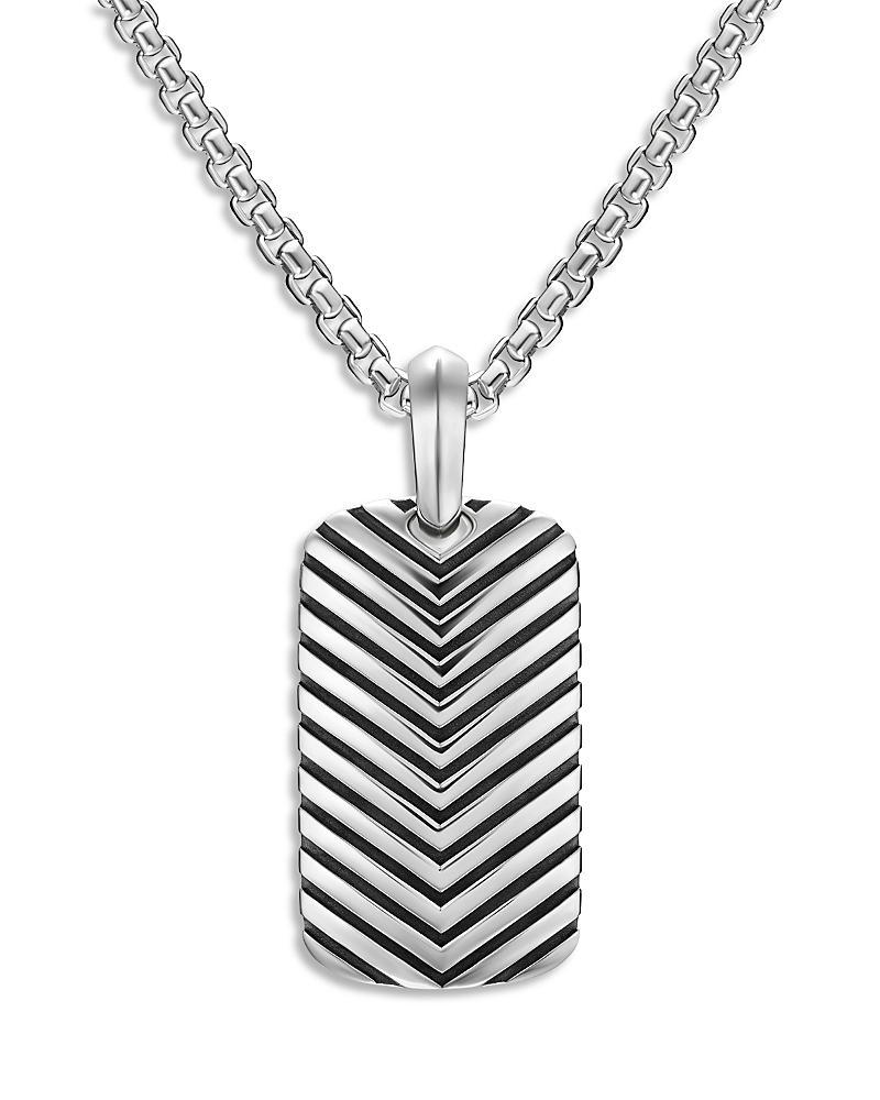 Mens Chevron Tag in Sterling Silver, 27mm Product Image