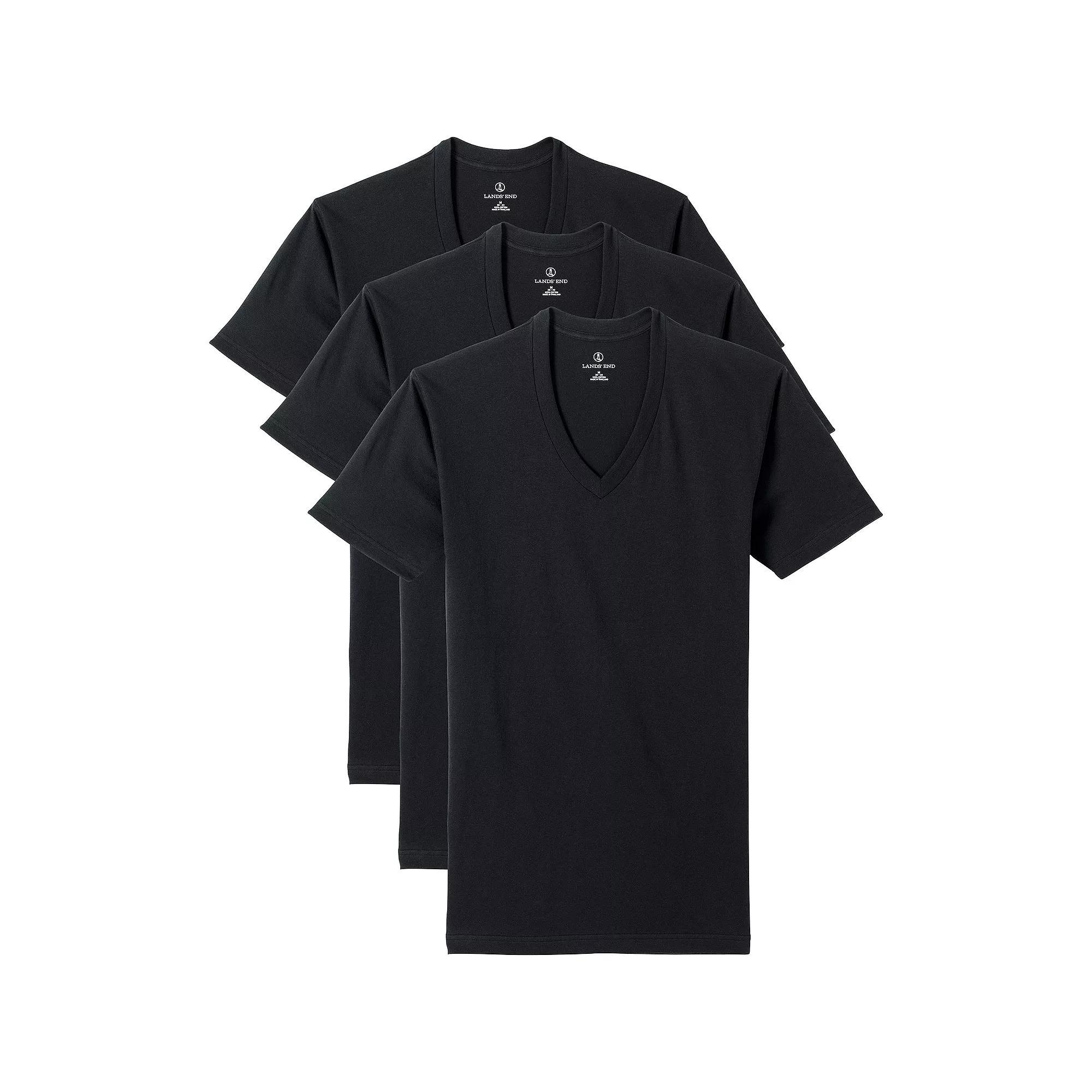 Big & Tall 3-Pack V-Neck Undershirt, Men's, Size: Medium Tall, Black Product Image