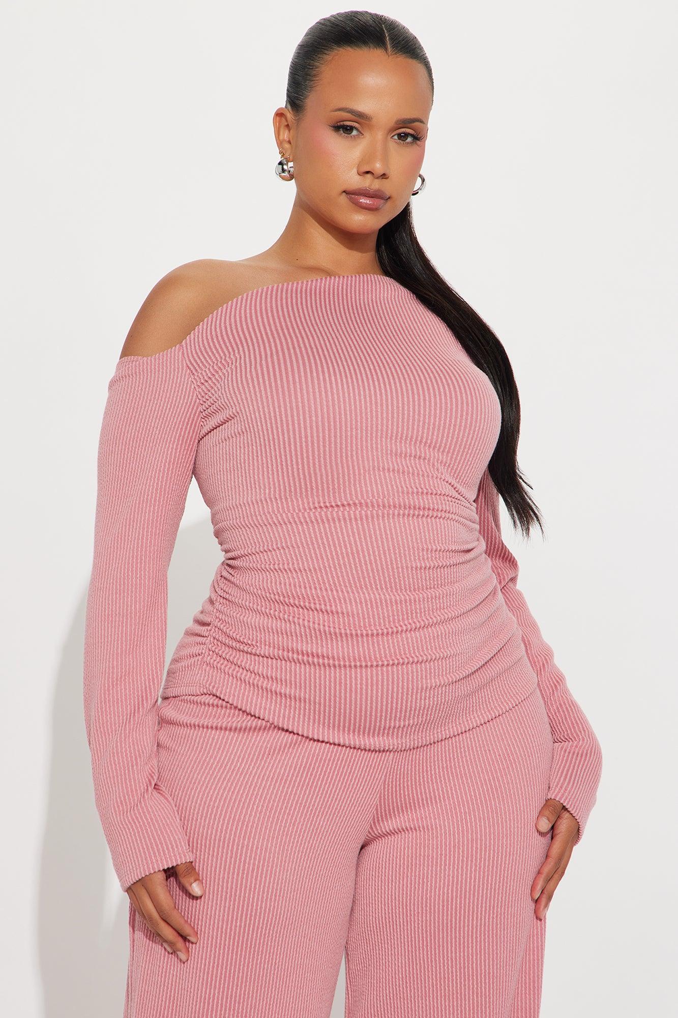 Jennifer Ribbed Pant Set - Rose Female Product Image
