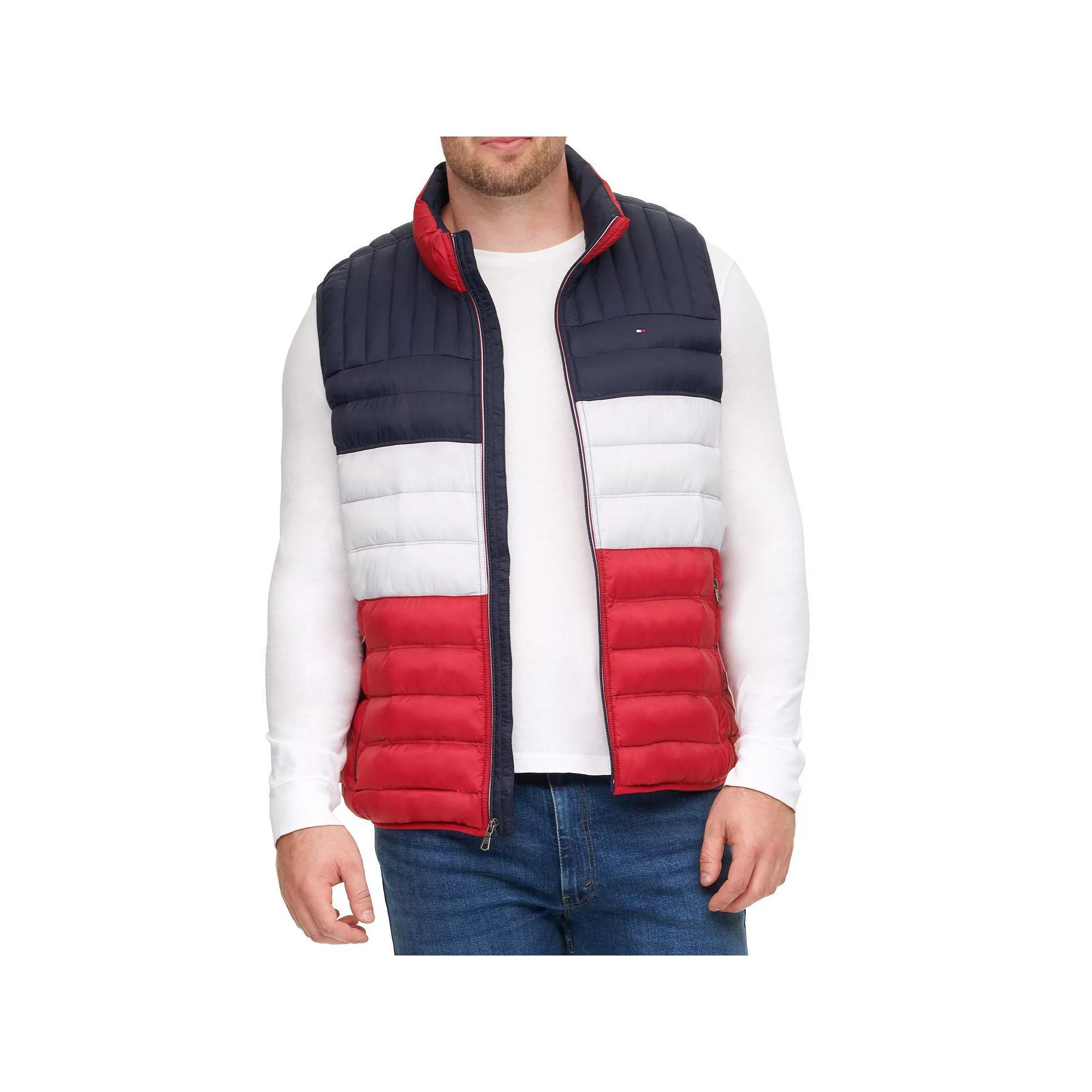 Big & Tall Tommy Hilfiger Quilted Vest, Men's, Size: 3XB, Black Red Combo Product Image