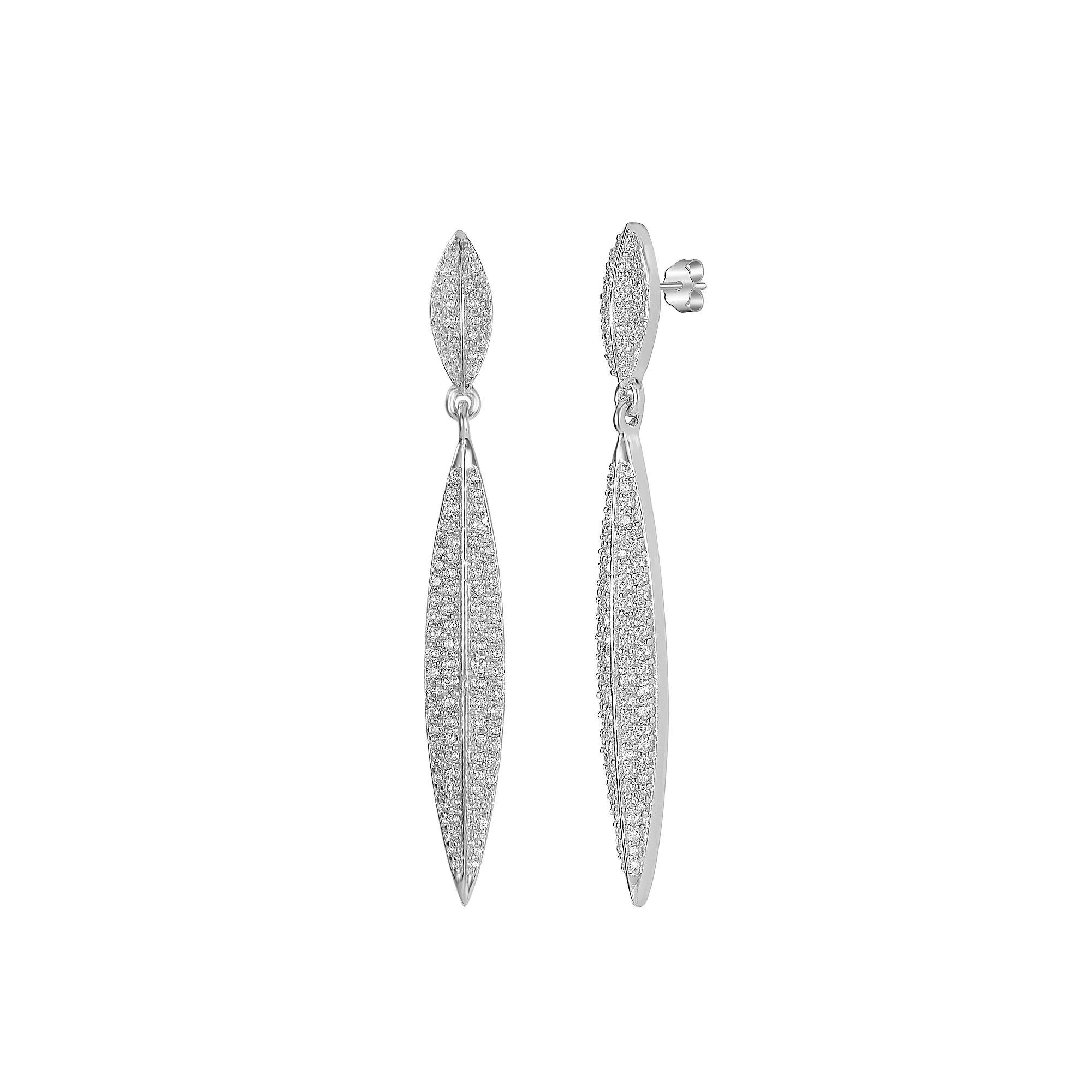 Judy Crowell Sterling Silver Long Marquis CZ Drop Earrings, Women's Product Image