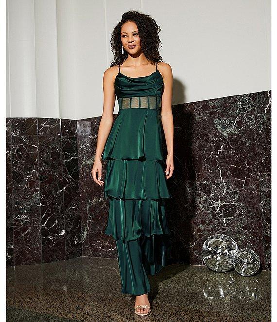 Next Up Scoop Neck Sleeveless Spaghetti Strap Tiered Ruffle Dress Product Image